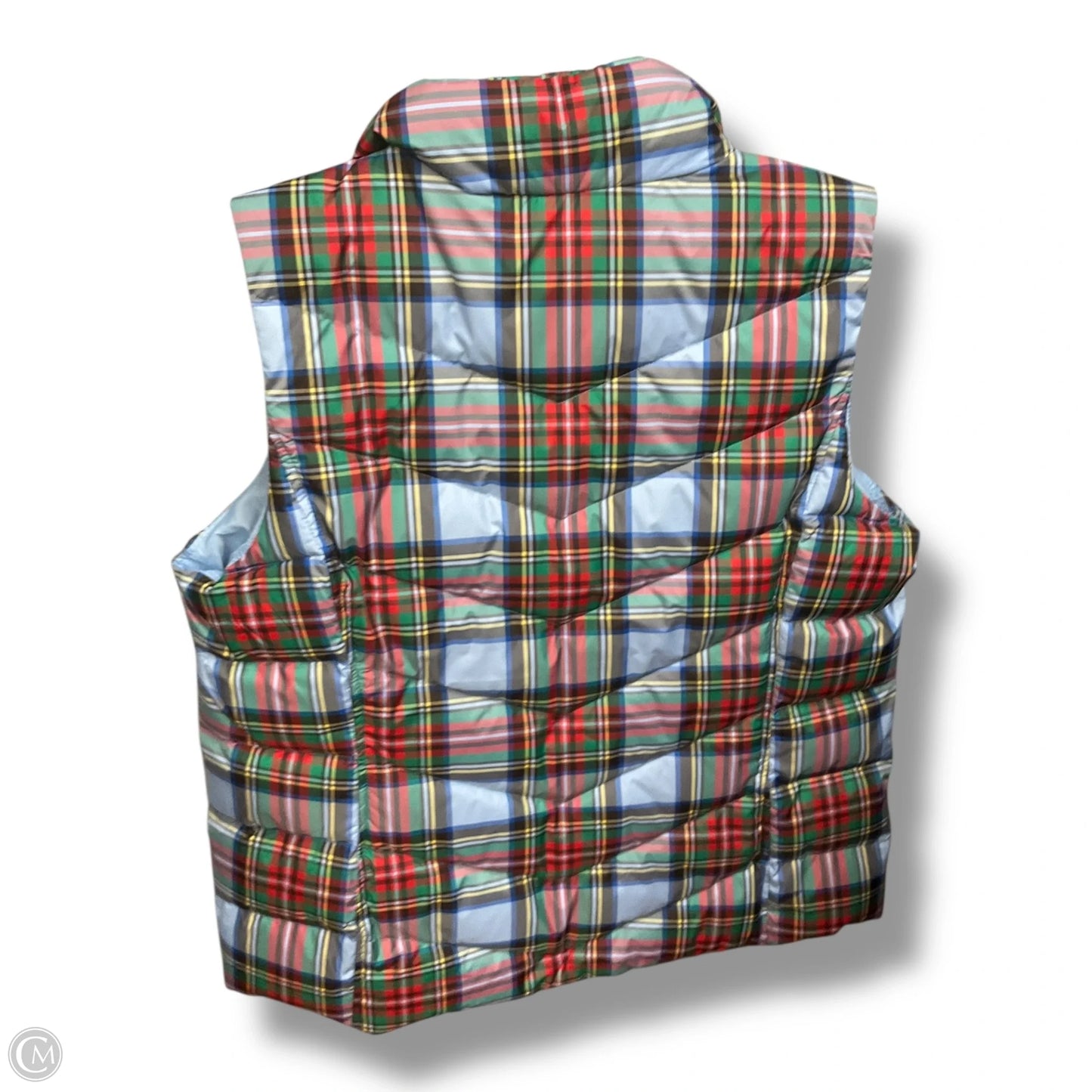 Vest Puffer & Quilted By Lands End In Plaid Pattern, Size: Xl