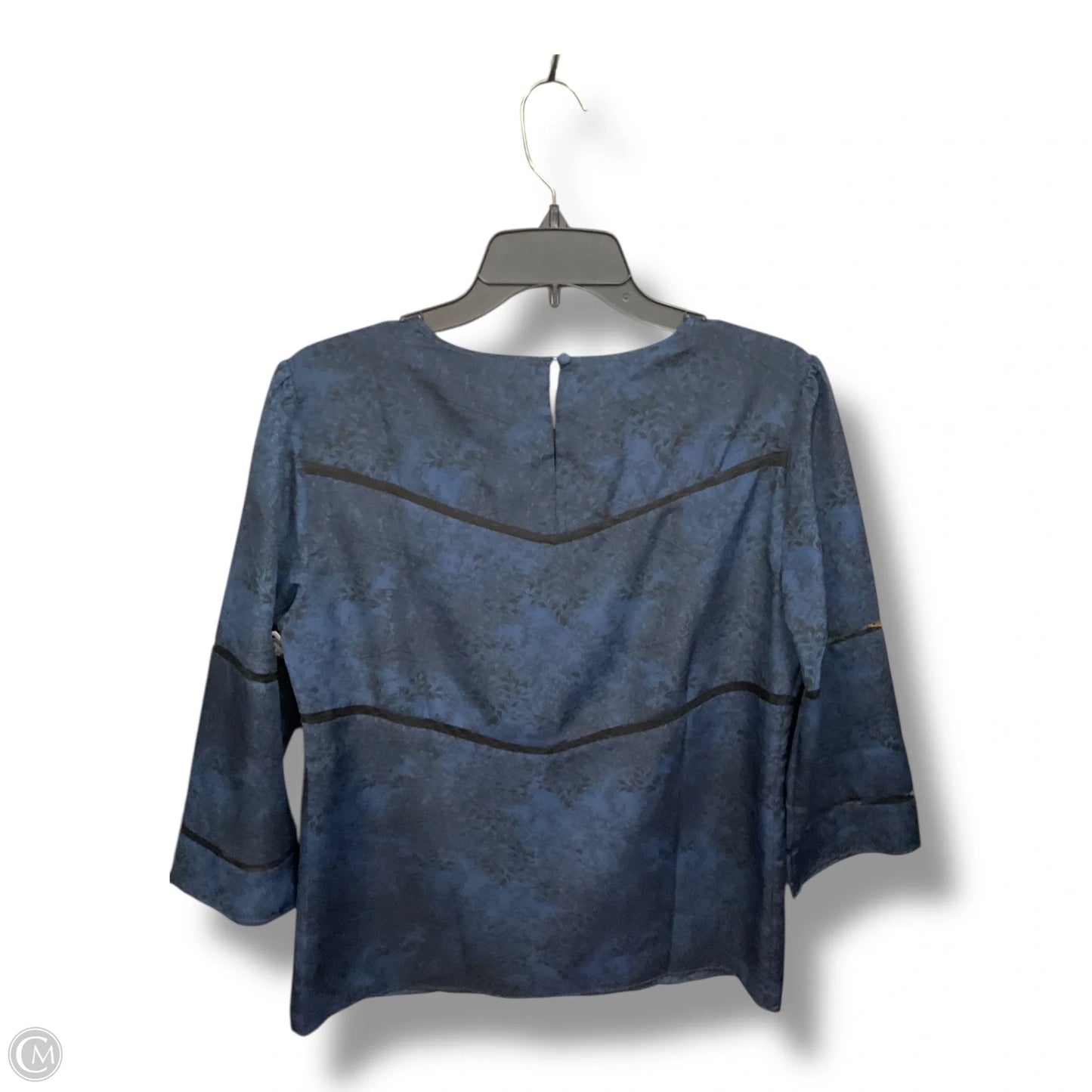 Blouse Long Sleeve By Banana Republic In Black & Blue, Size: M