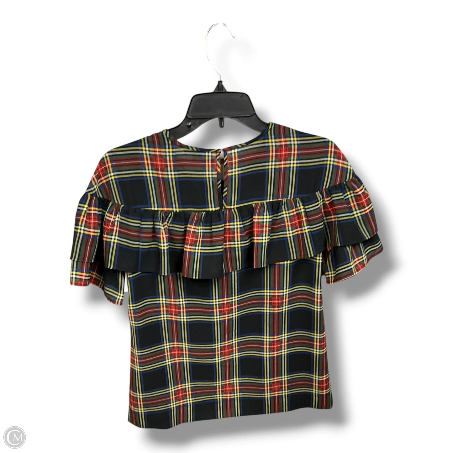 Top Short Sleeve By J. Crew In Plaid Pattern, Size: 0