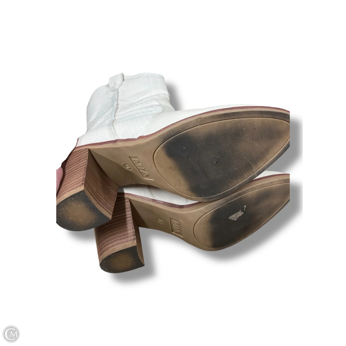 Boots Ankle Heels By Mia In Ivory, Size: 7.5