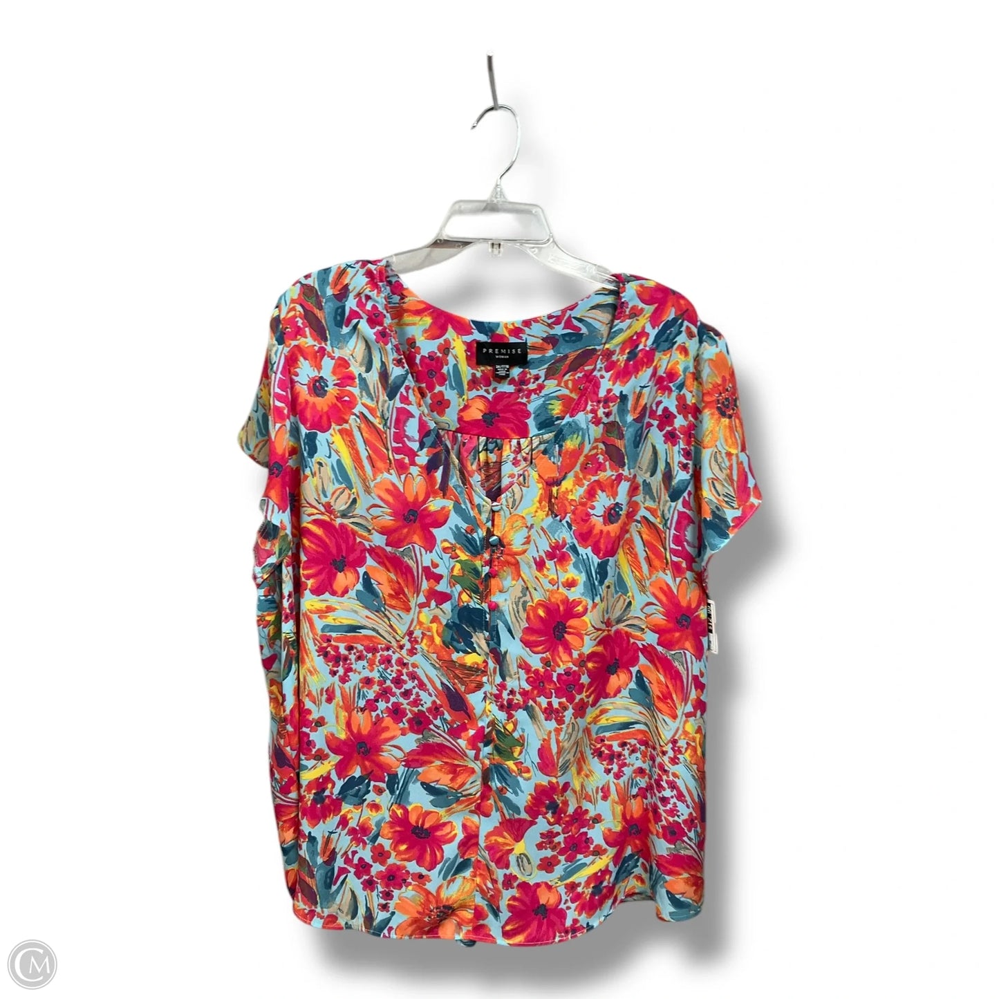 Blouse Short Sleeve By Premise In Floral Print, Size: 3x