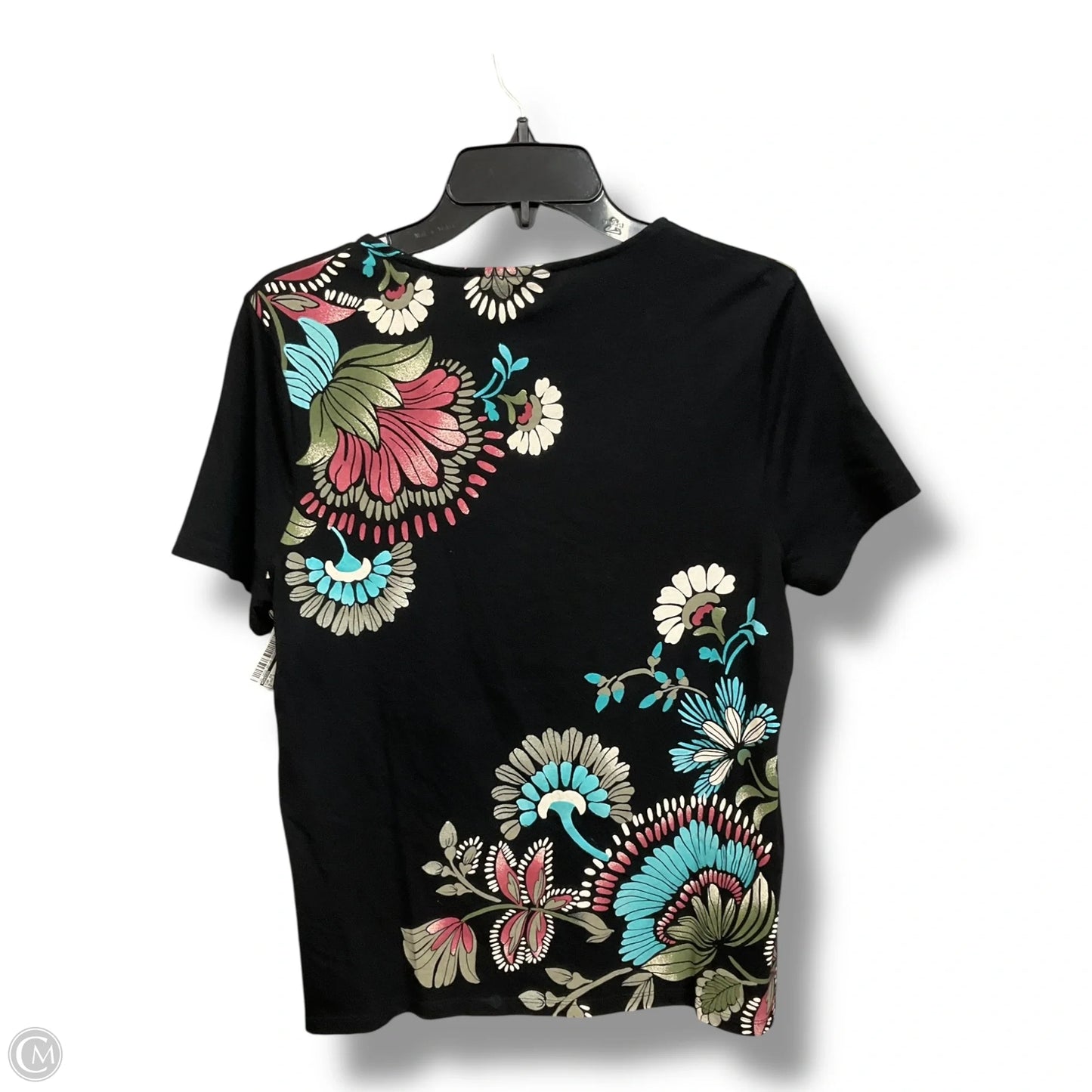 Top Short Sleeve By Chicos In Black & Pink, Size: M