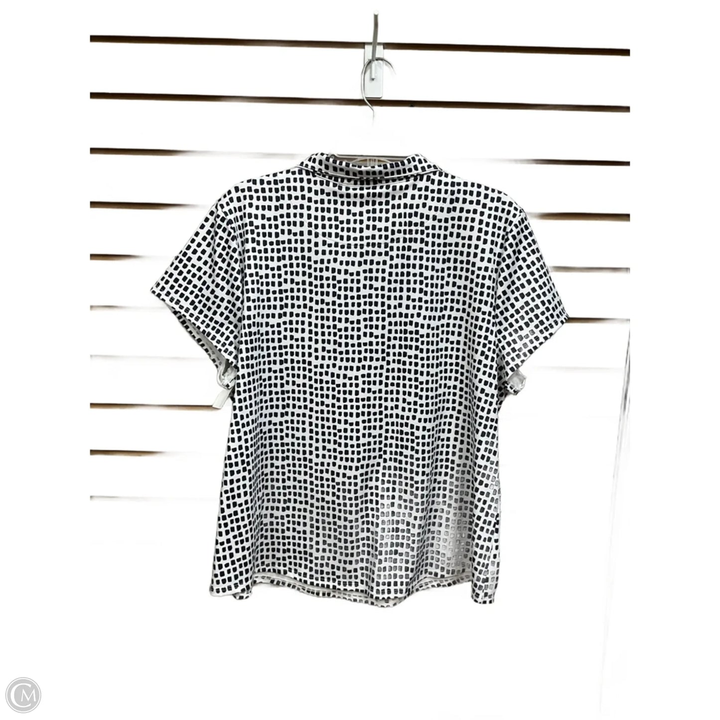 Top Short Sleeve By Chicos In Blue & White, Size: Xl