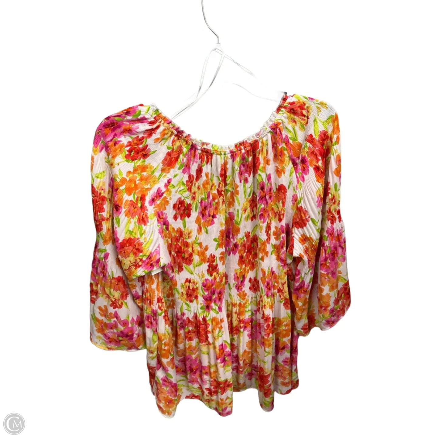 Top 3/4 Sleeve By Clothes Mentor In Floral Print, Size: 1x