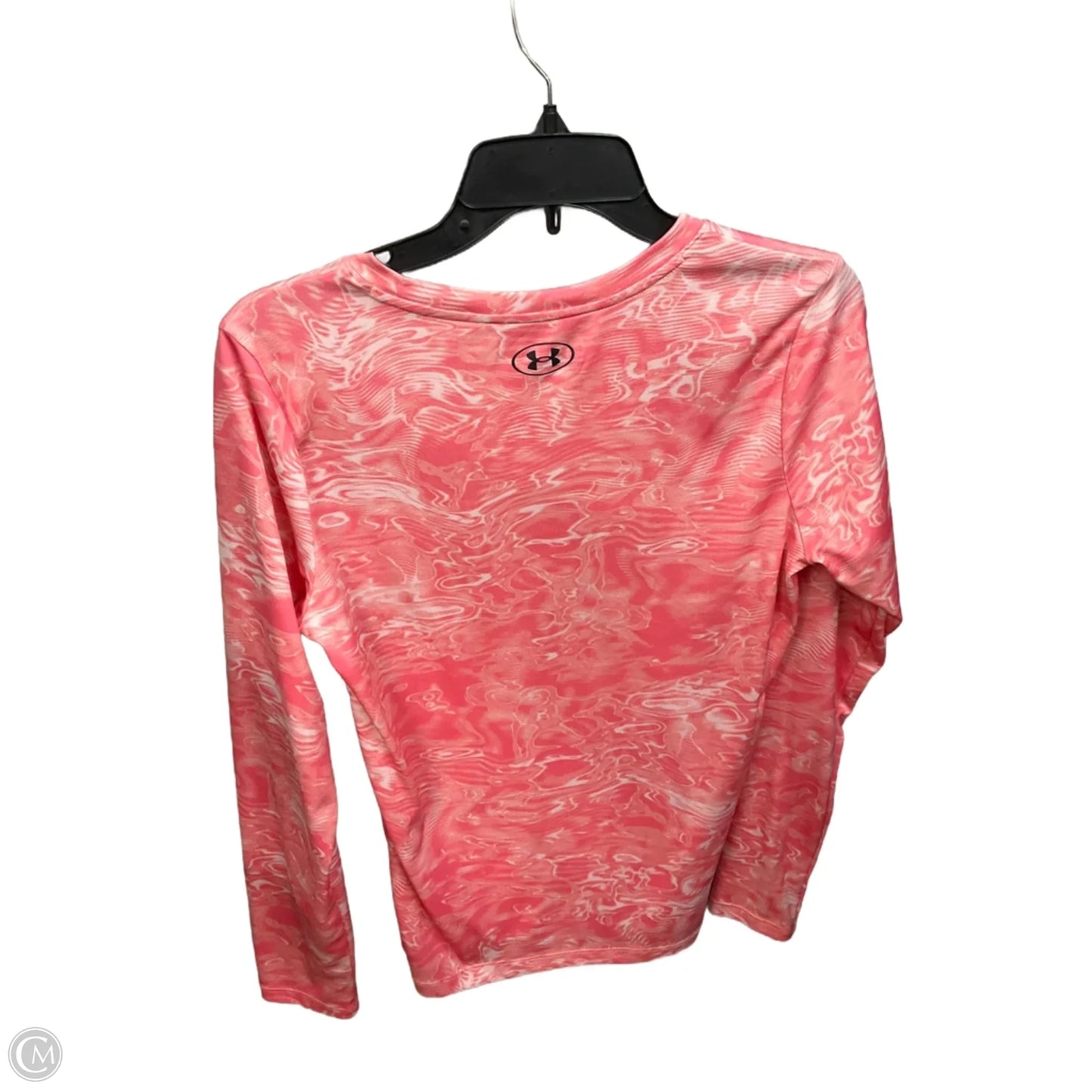 Athletic Top Long Sleeve Crewneck By Under Armour In Pink & White, Size: M