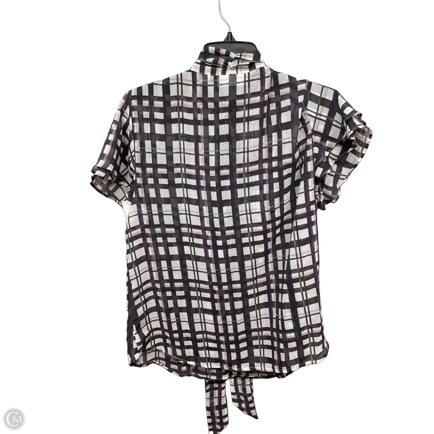 Top Short Sleeve By New York And Co In Plaid Pattern, Size: L