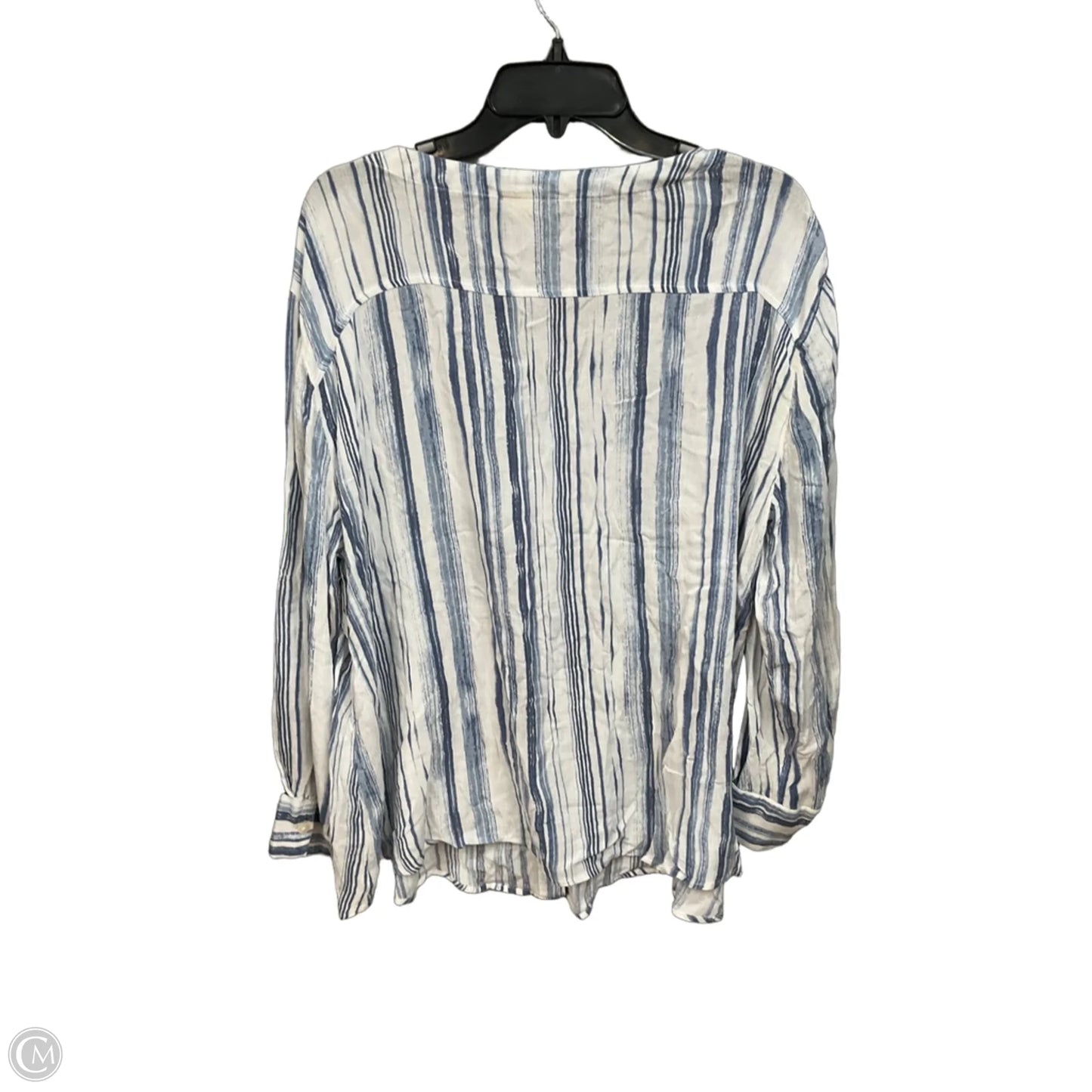 Blouse Long Sleeve By Style And Company In Blue & White, Size: L