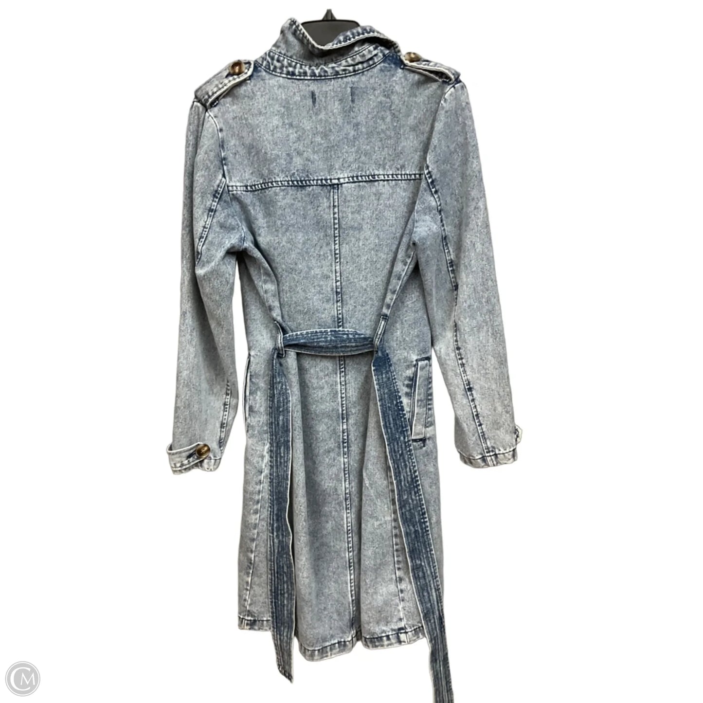 Coat Trench Coat By Stoosh In Blue Denim, Size: S