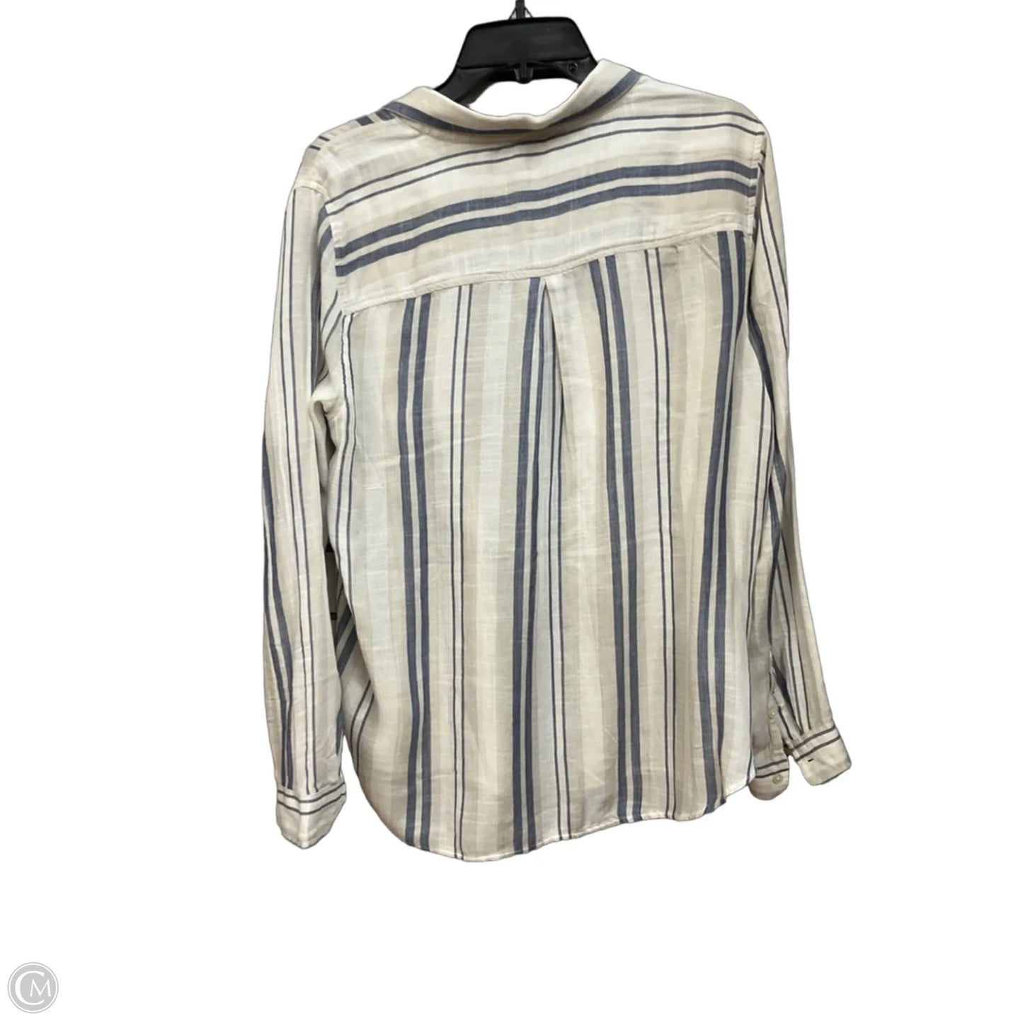 Blouse Long Sleeve By Lucky Brand In Striped Pattern, Size: L