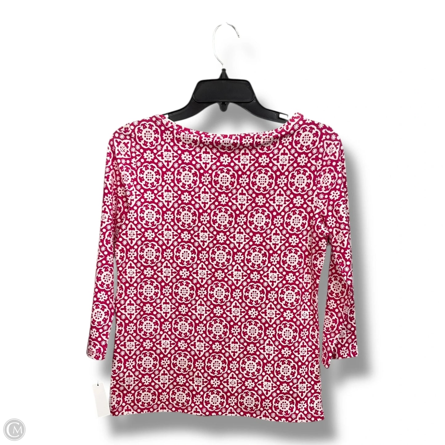 Top Long Sleeve By Talbots In Pink & White, Size: Sp