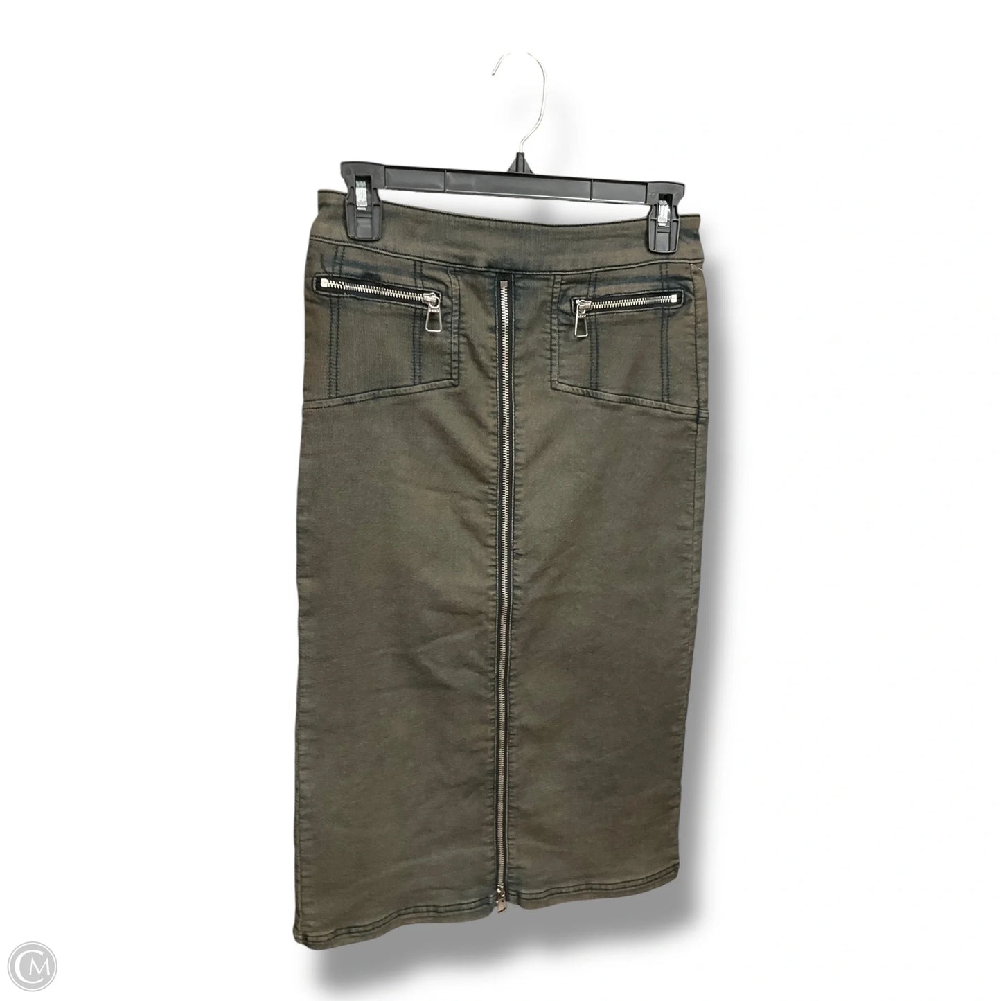 Skirt Midi By Dkny In Green Denim, Size: Xs
