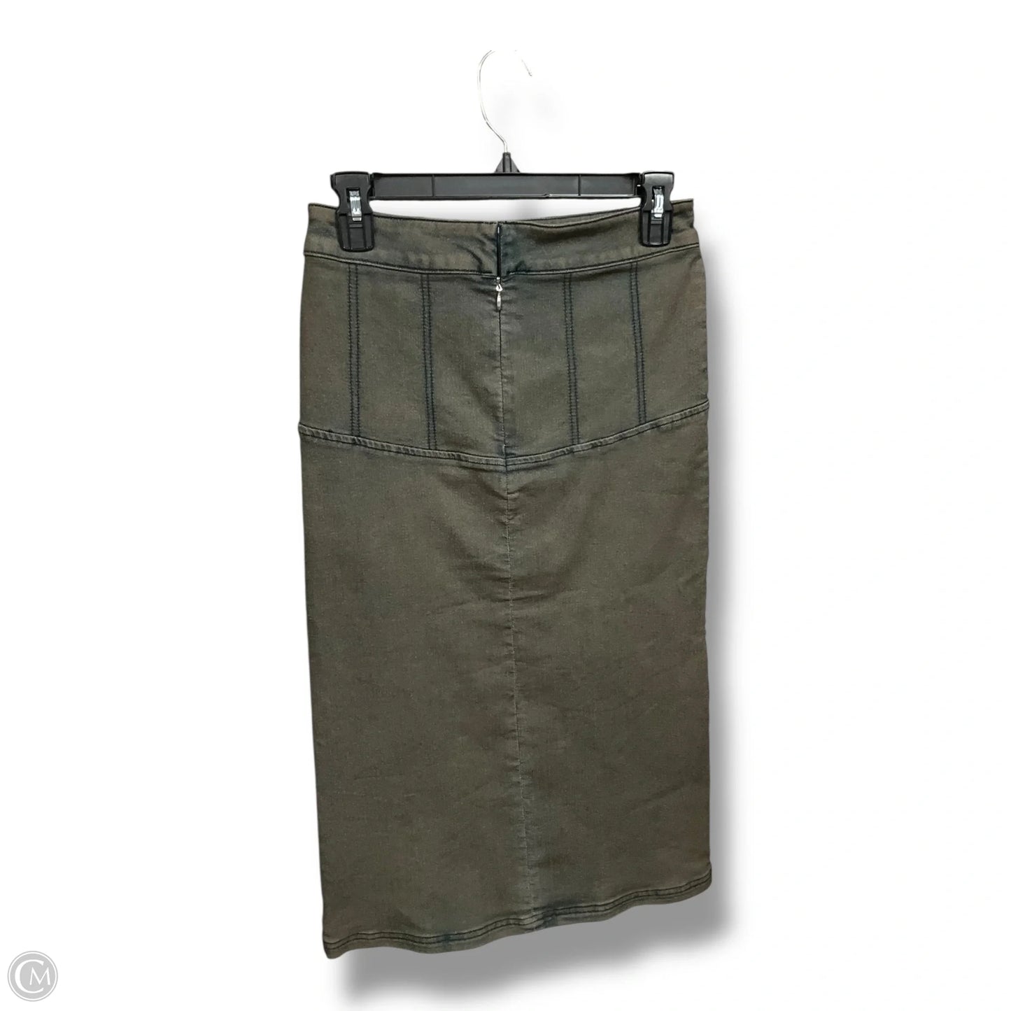 Skirt Midi By Dkny In Green Denim, Size: Xs
