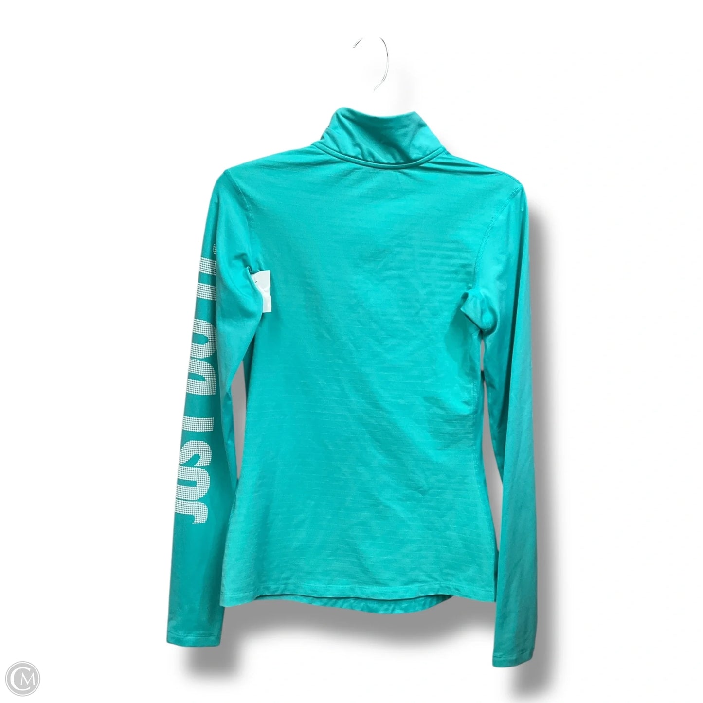 Athletic Top Long Sleeve Collar By Nike Apparel In Aqua, Size: M