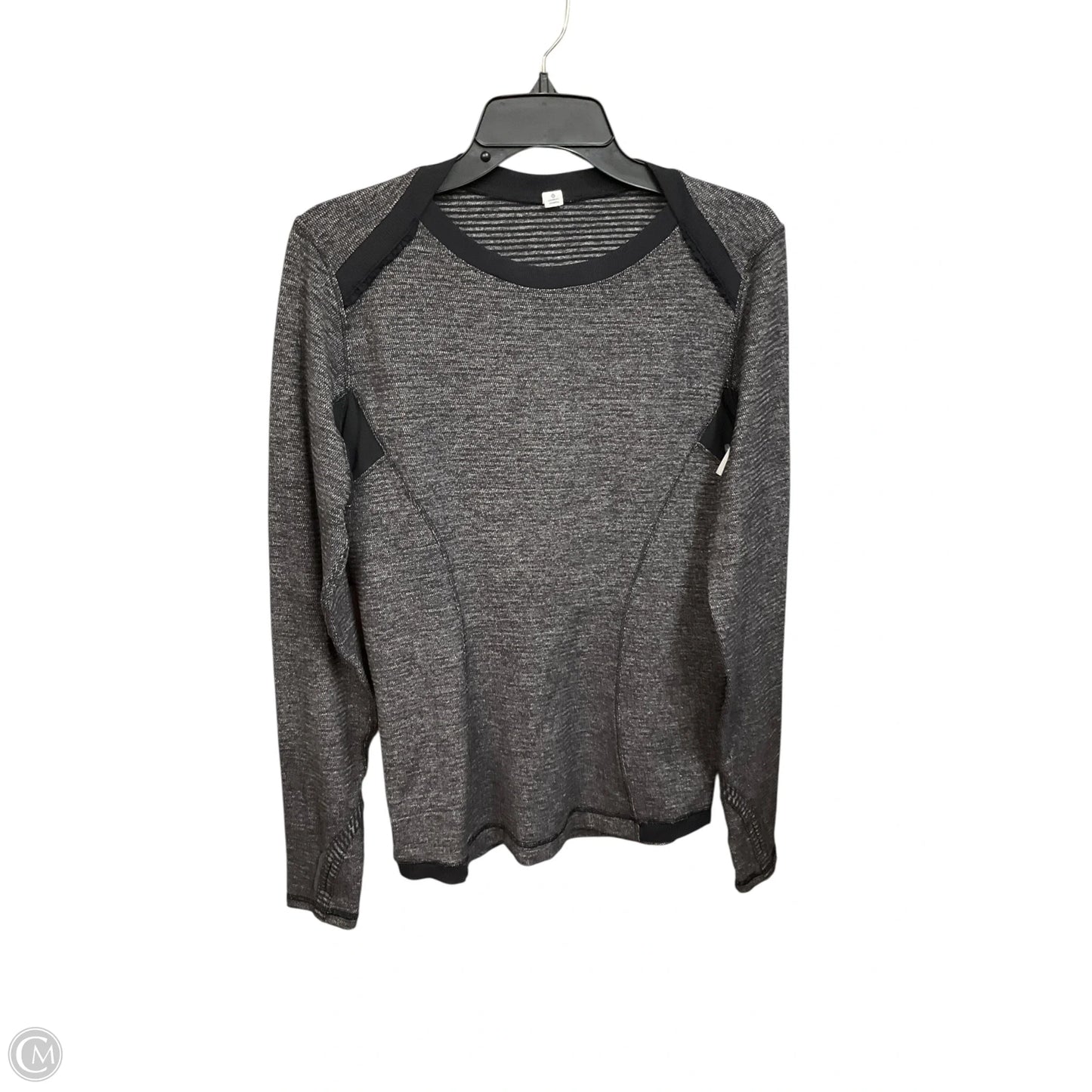 Athletic Top Long Sleeve Crewneck By Lululemon In Black & Grey, Size: M