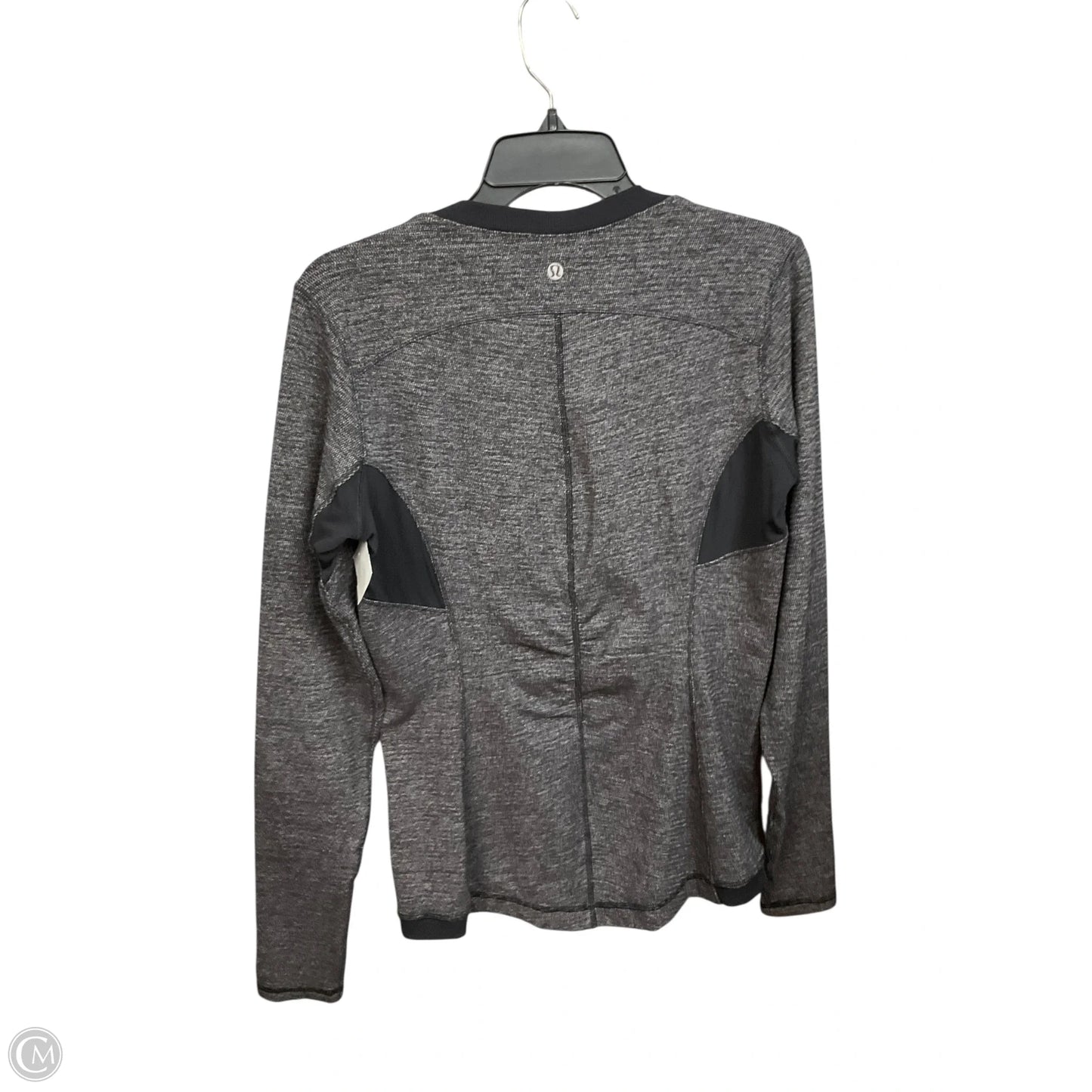 Athletic Top Long Sleeve Crewneck By Lululemon In Black & Grey, Size: M