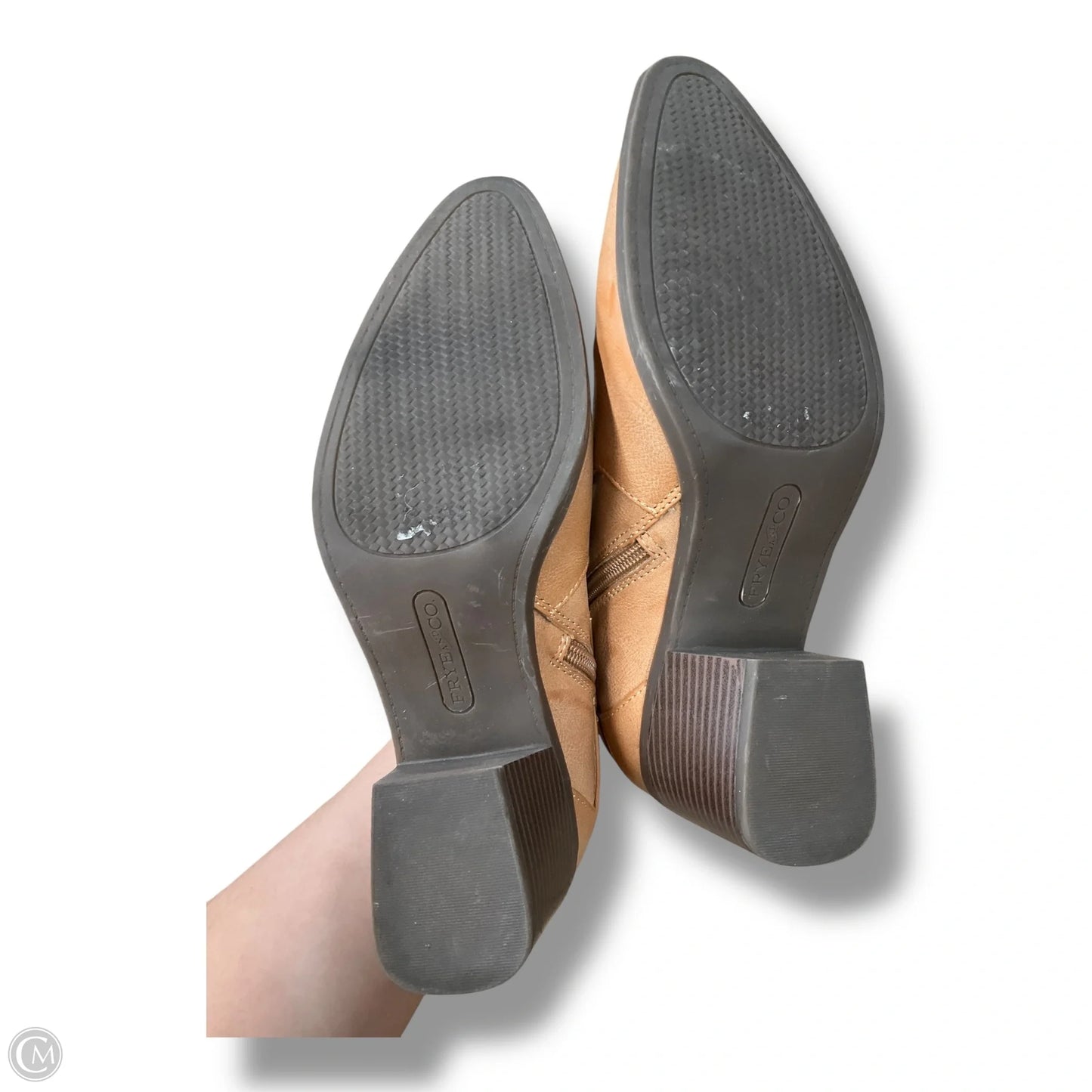Boots Ankle Heels By Frye And Co In Tan, Size: 7.5