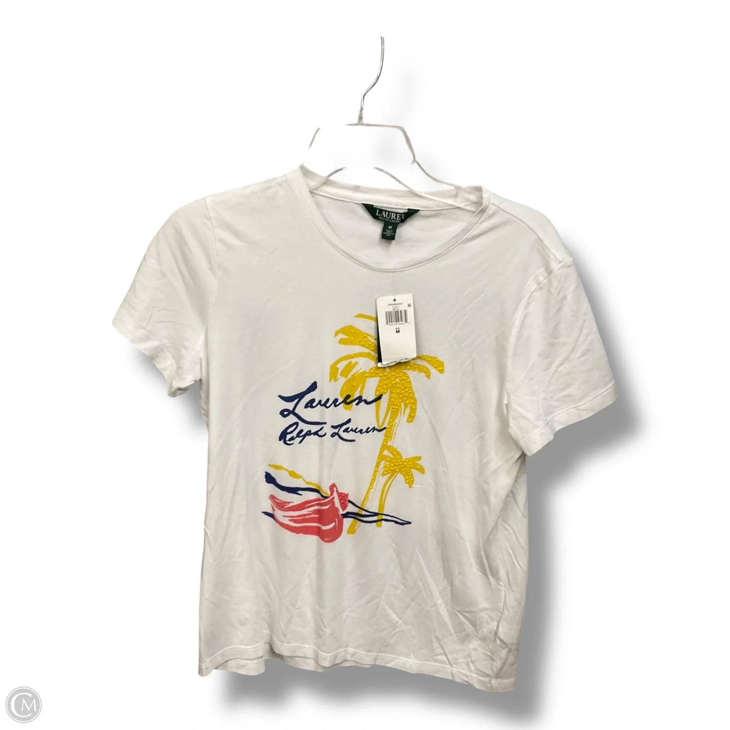 Top Short Sleeve Basic By Lauren By Ralph Lauren In White, Size: M