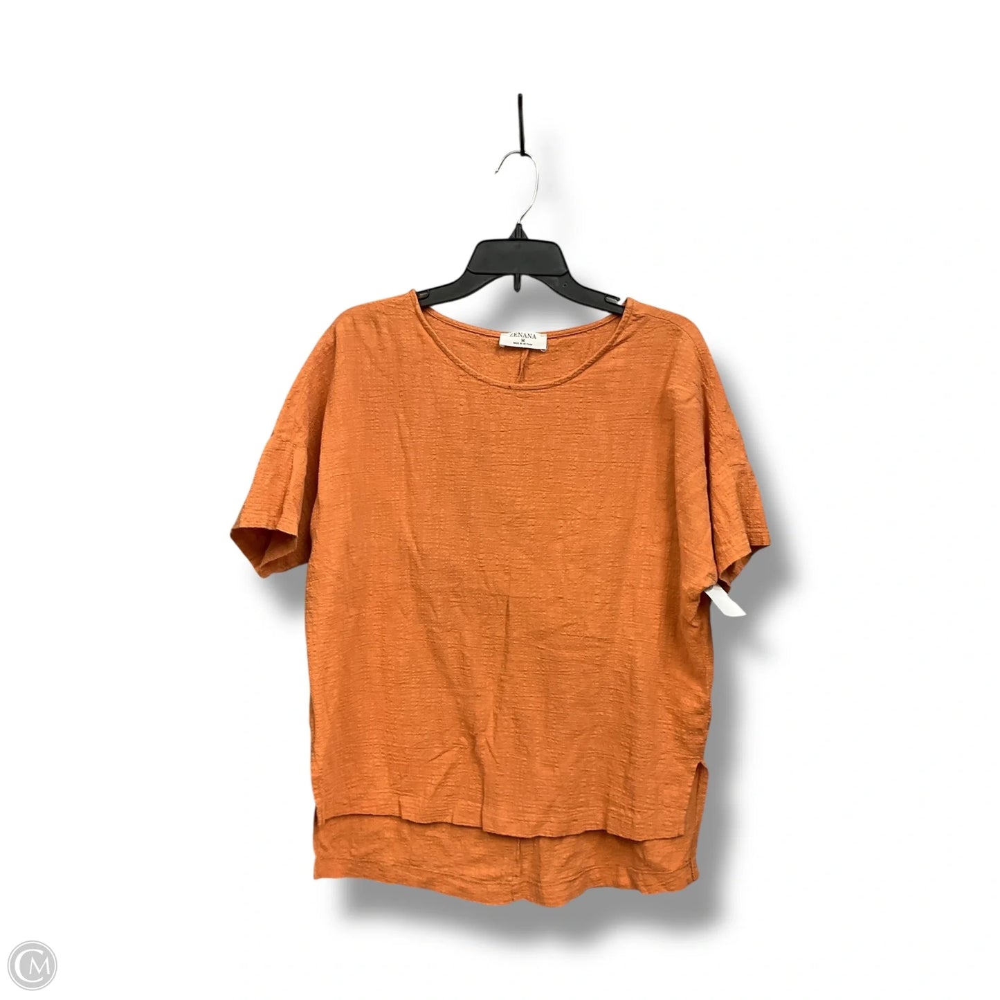 Top Short Sleeve Basic By Zenana In Orange, Size: M