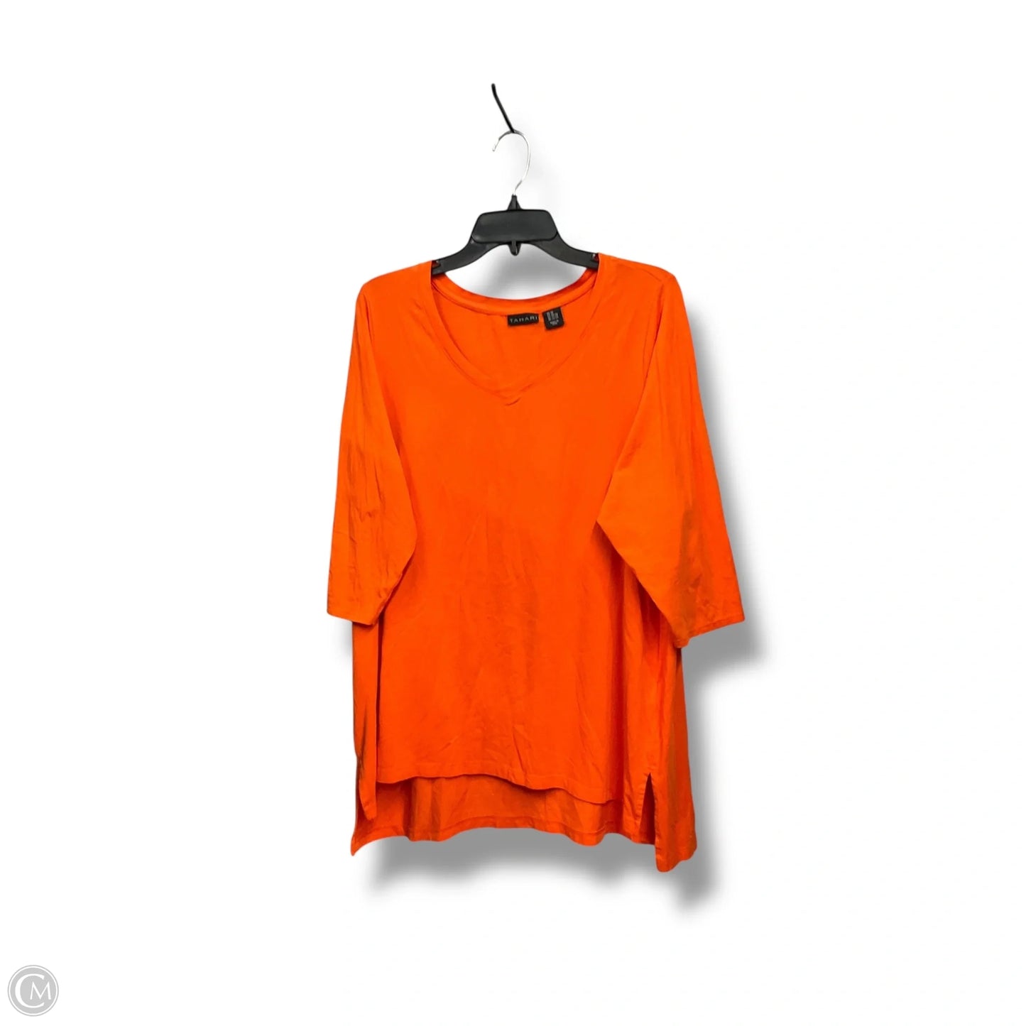 Top 3/4 Sleeve Basic By Tahari In Orange, Size: 2x