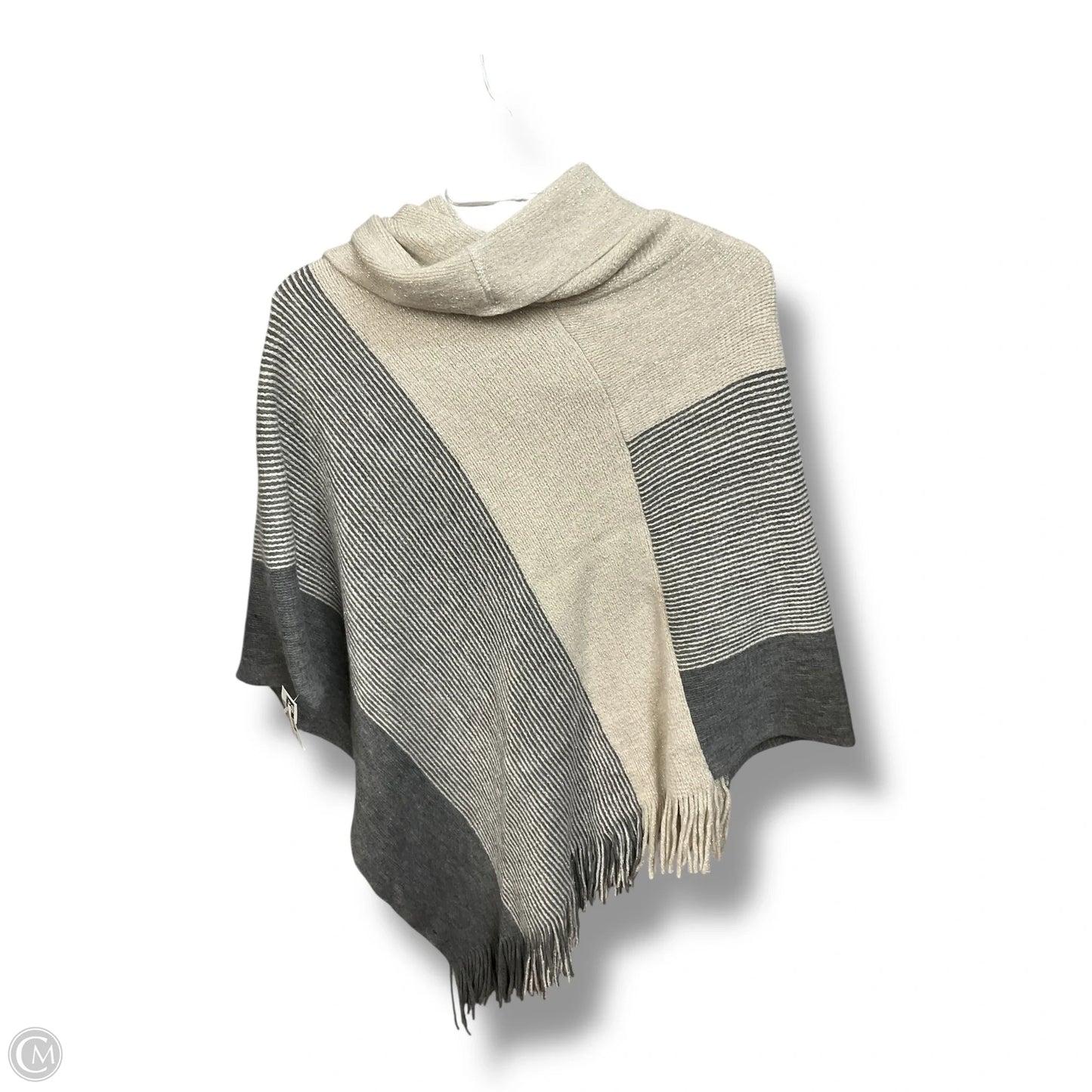 Poncho By Chicos In Grey & White, Size: Osfm