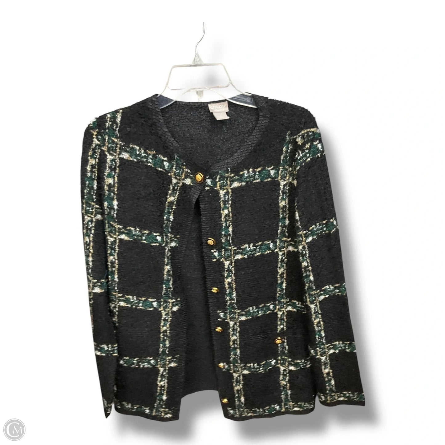 Cardigan By Chicos In Plaid Pattern, Size: M