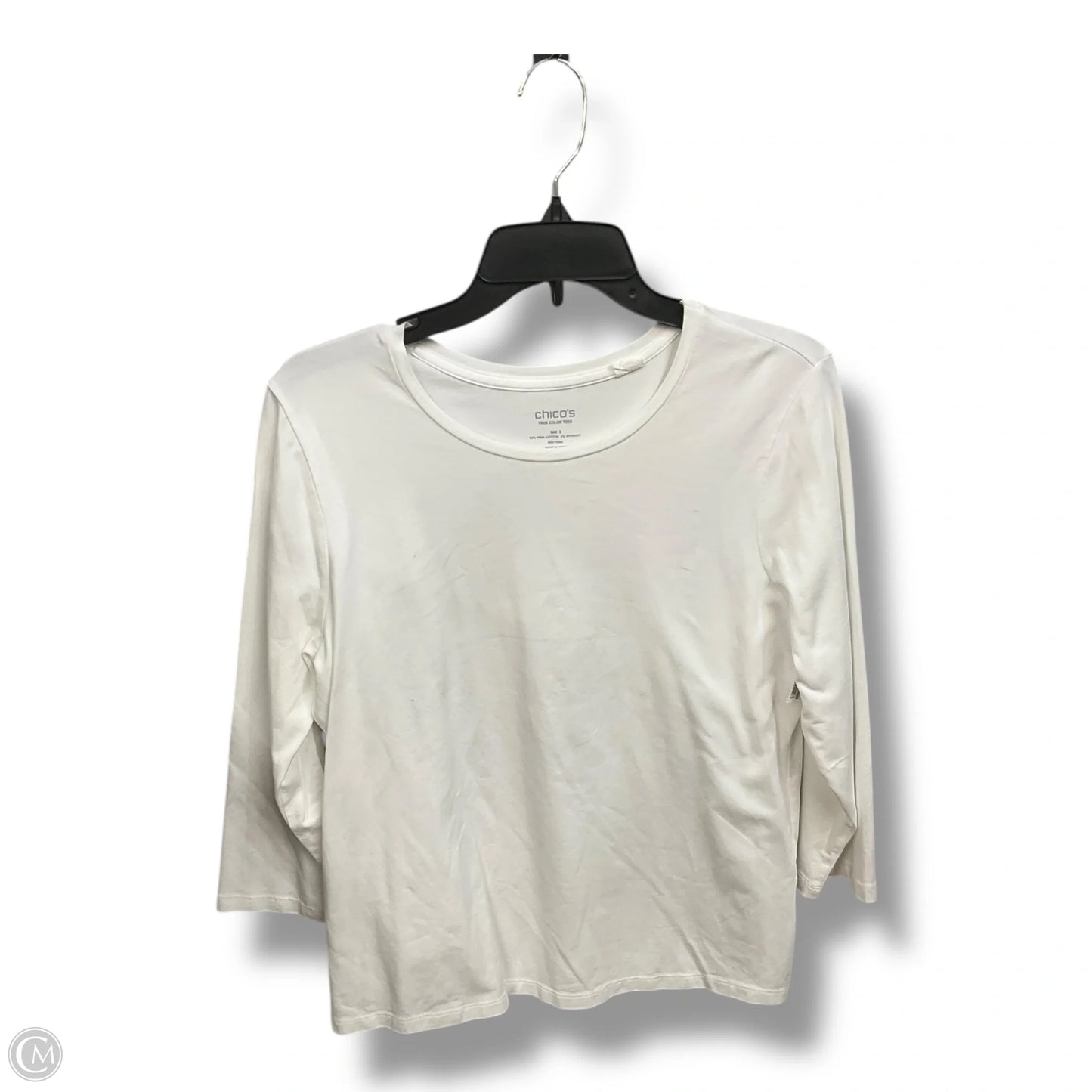 Top Long Sleeve Basic By Chicos In White, Size: L