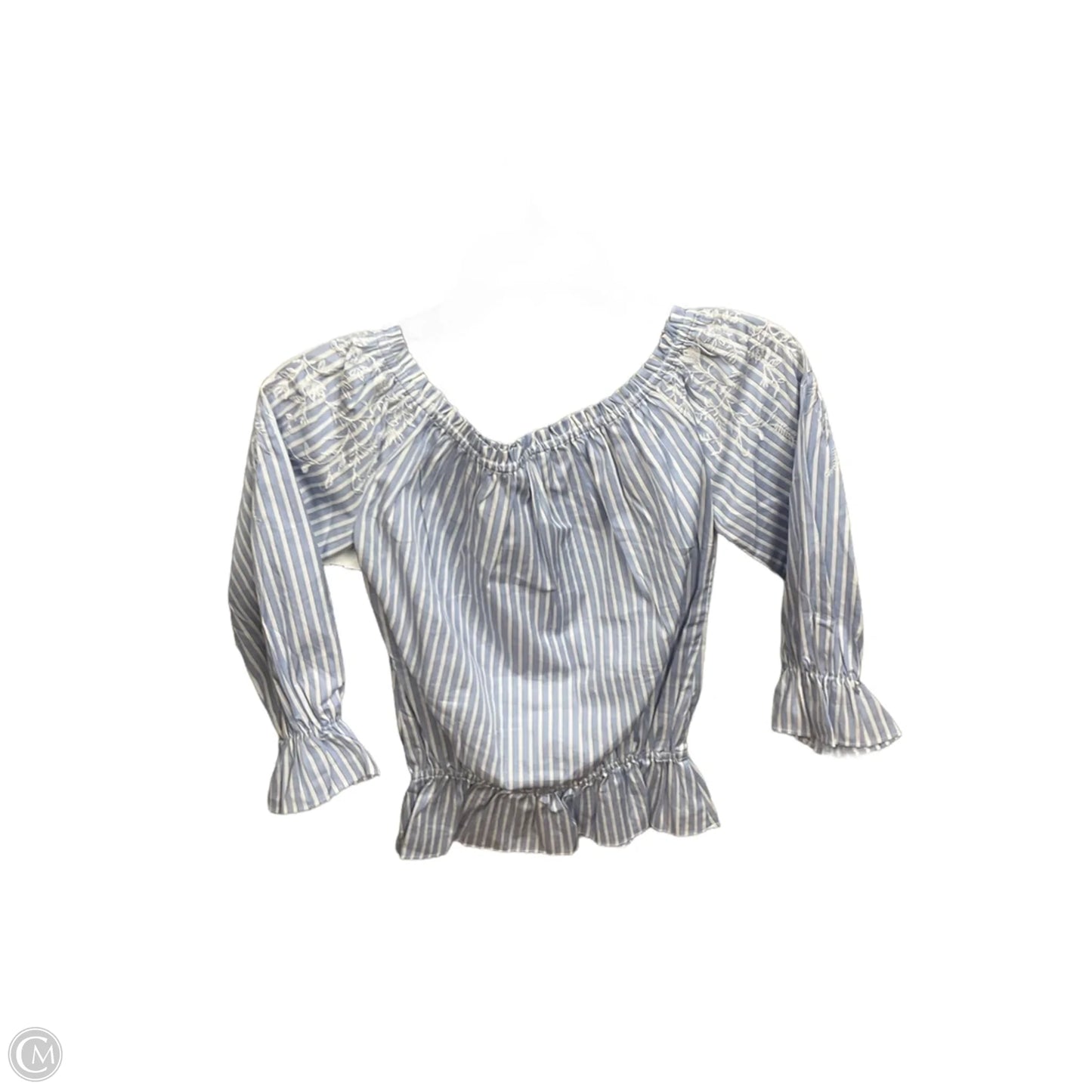 Top Long Sleeve By White House Black Market In Blue & White, Size: Xs