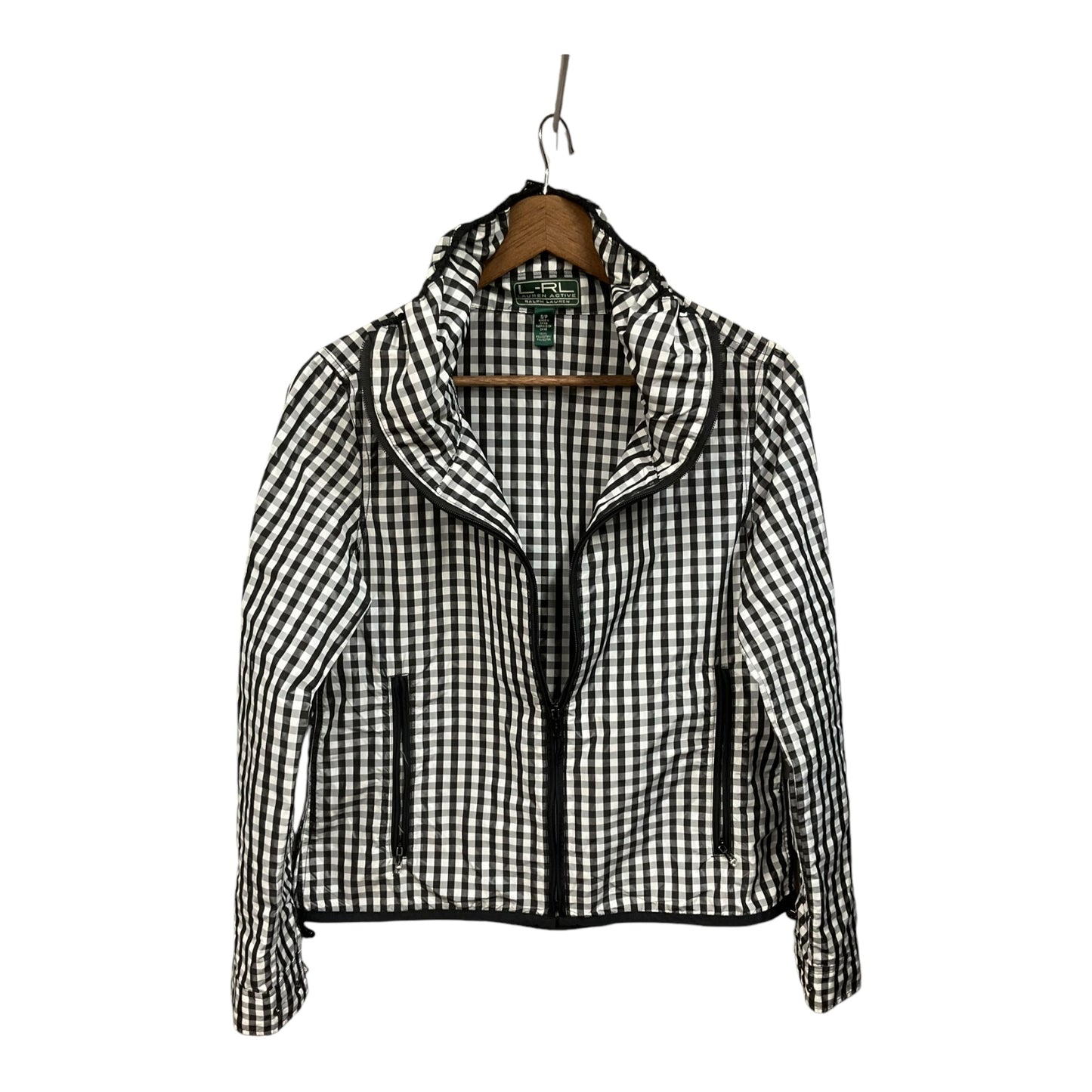 Jacket Windbreaker By Lauren By Ralph Lauren In Checkered Pattern, Size: S