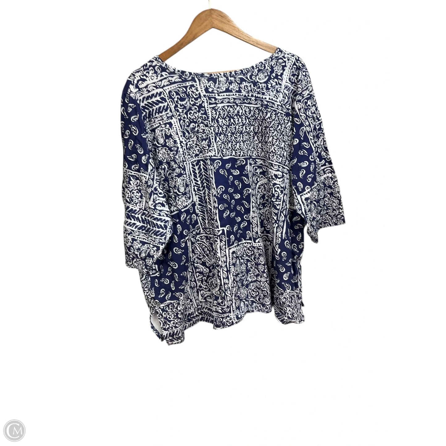 Top 3/4 Sleeve By Woman Within In Navy, Size: 2x