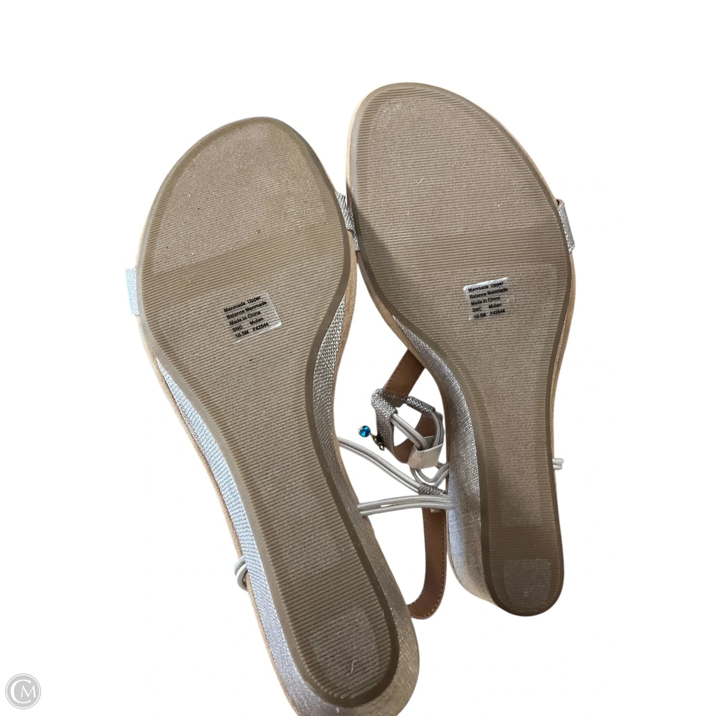 Sandals Heels Wedge By Style And Company In Silver, Size: 10.5