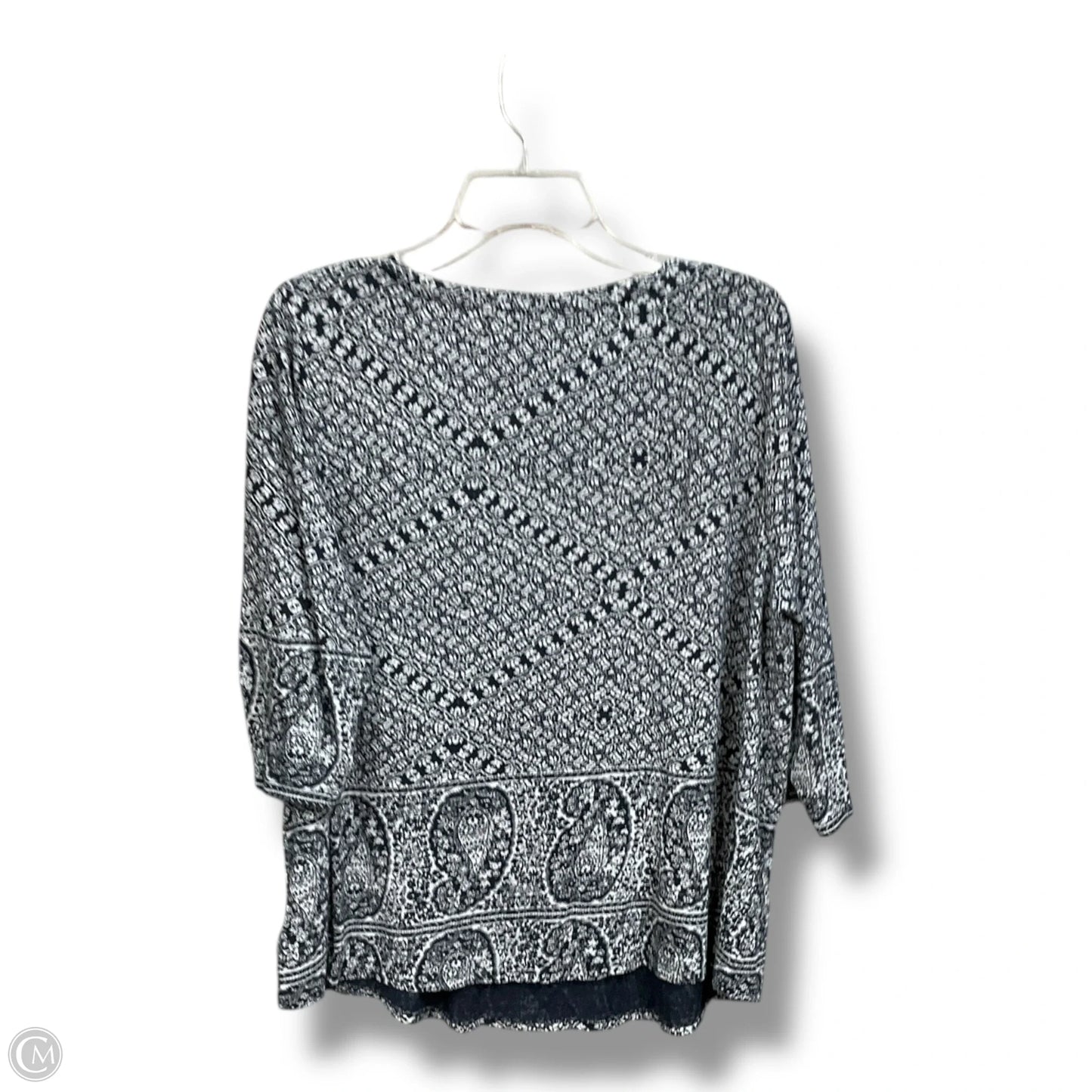 Top 3/4 Sleeve By Lucky Brand In Blue & White, Size: 1x