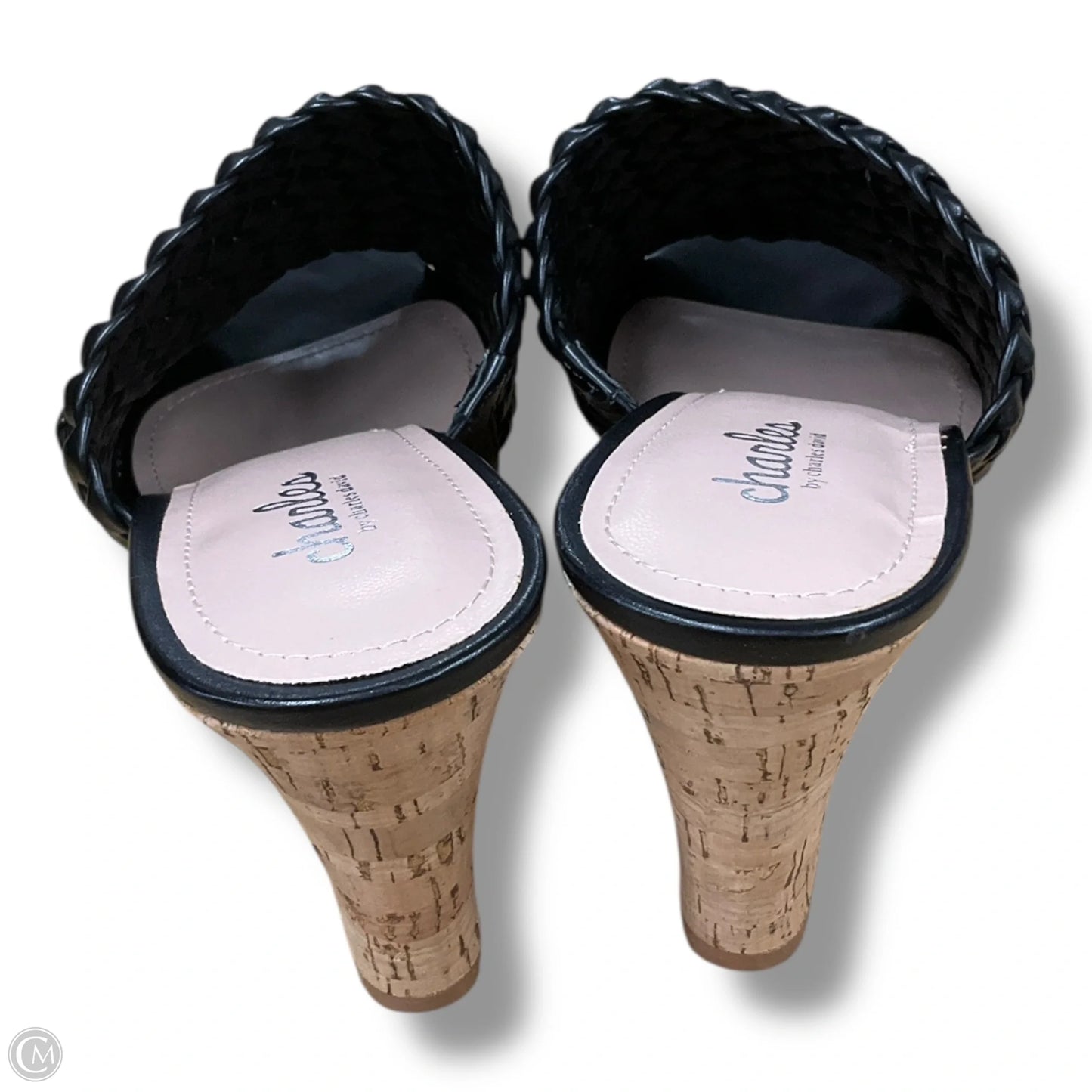 Sandals Heels Wedge By Charles David In Black & Cream, Size: 9