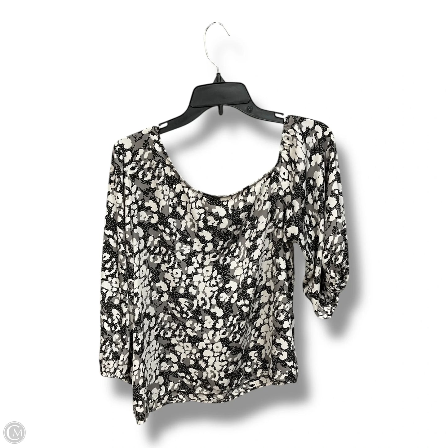 Blouse Short Sleeve By Peyton Jensen In Black & Grey, Size: M