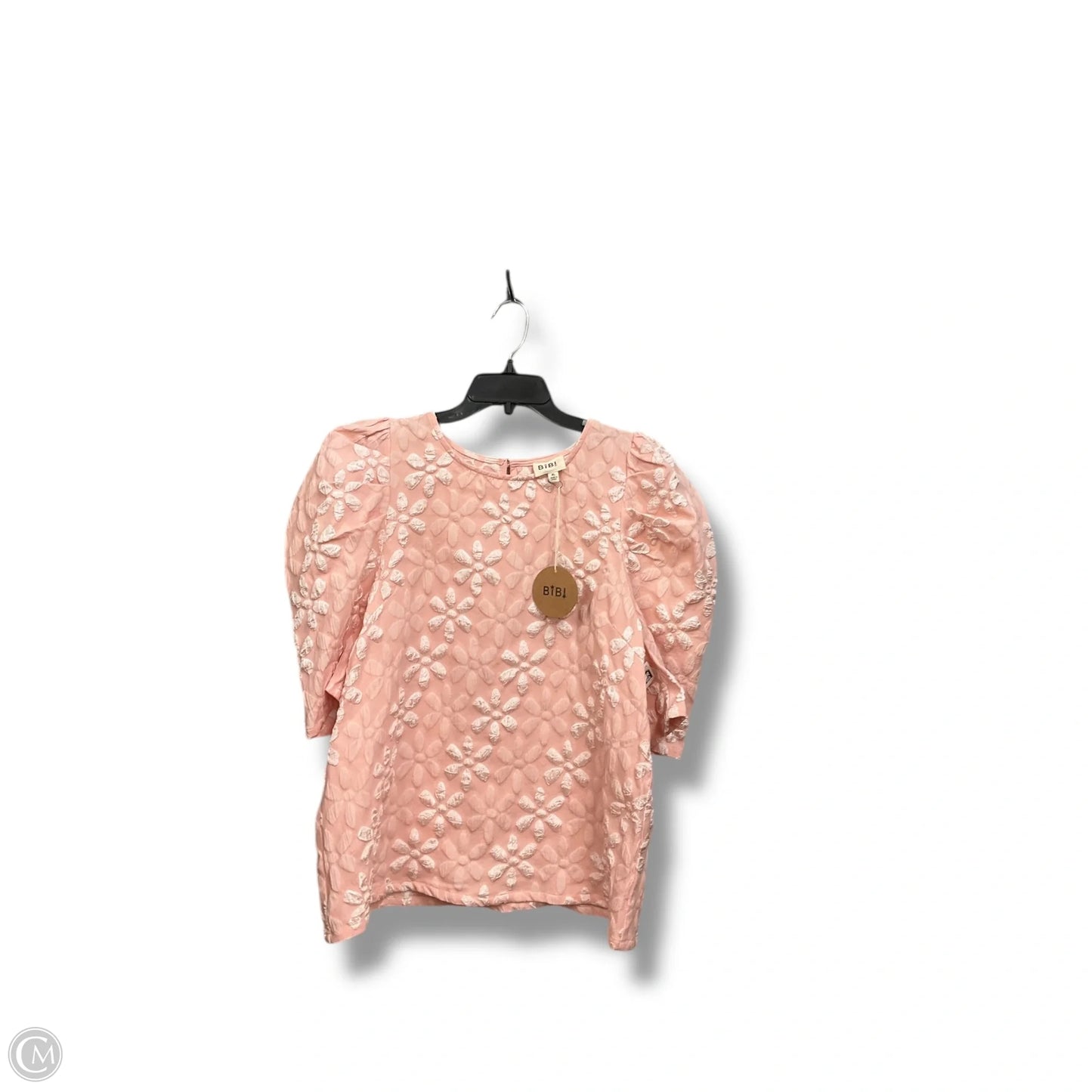 Top Short Sleeve By Bibi In Pink & White, Size: Xl