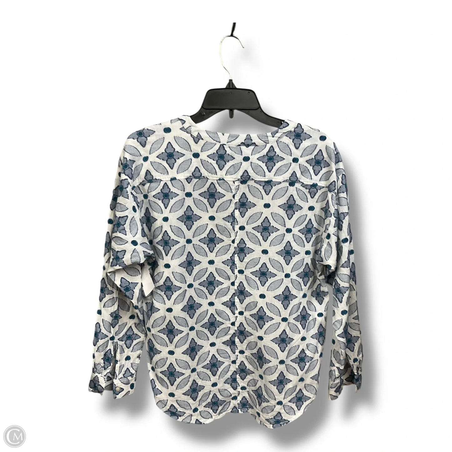 Blouse Long Sleeve By Loft In Blue & White, Size: S