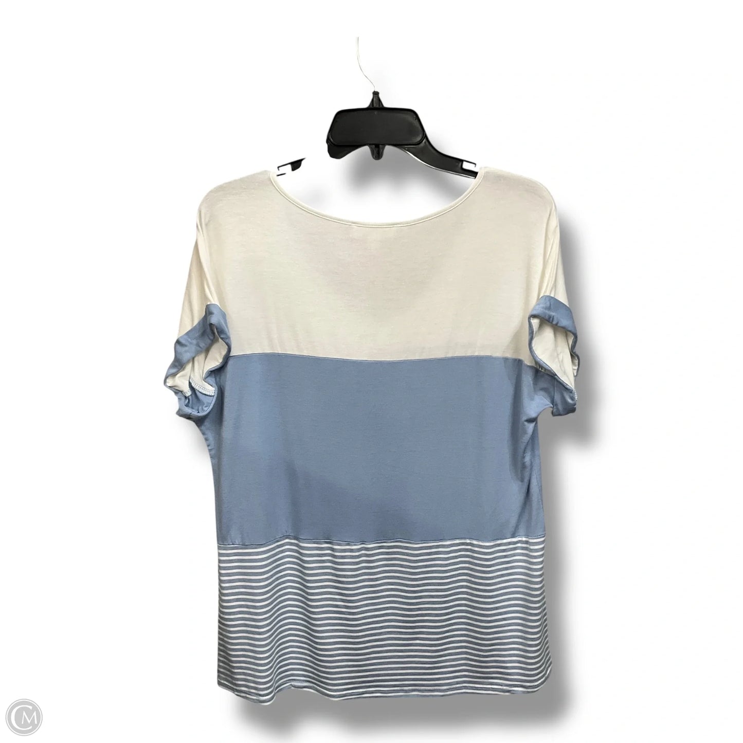 Top Short Sleeve By Clothes Mentor In Blue & White, Size: L