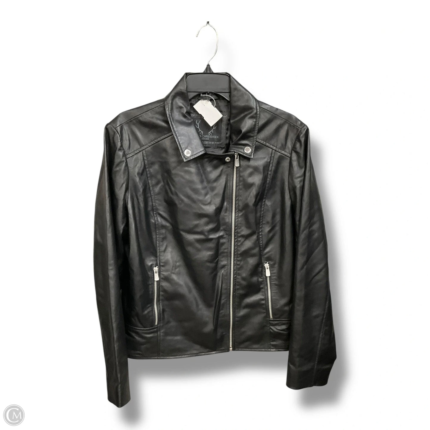 Jacket Moto Leather By Cmb In Black, Size: L