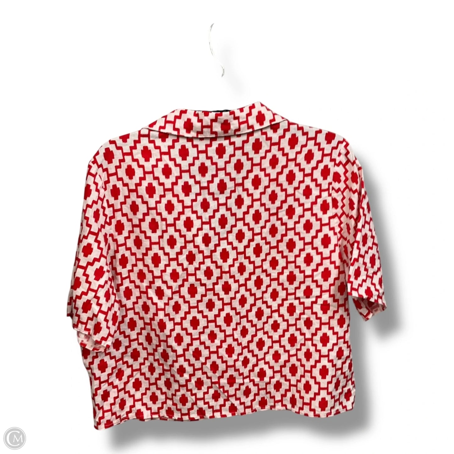 Blouse Short Sleeve By Shade & Shore In Red & White, Size: M
