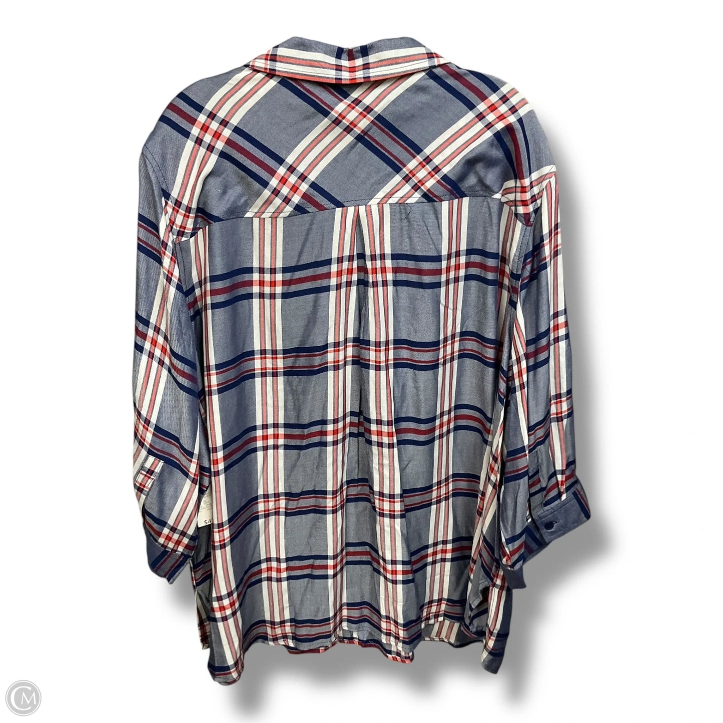 Blouse 3/4 Sleeve By Catherines In Plaid Pattern, Size: 4x