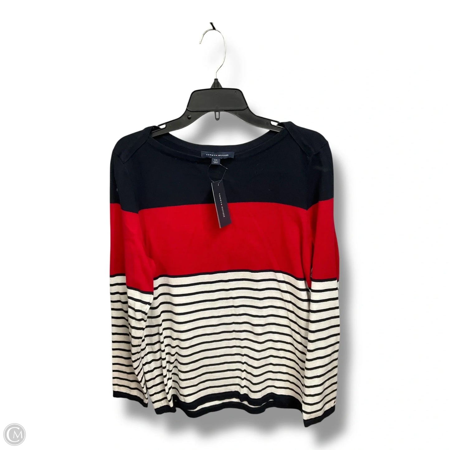 Top Long Sleeve By Tommy Hilfiger In Blue Red & White, Size: L