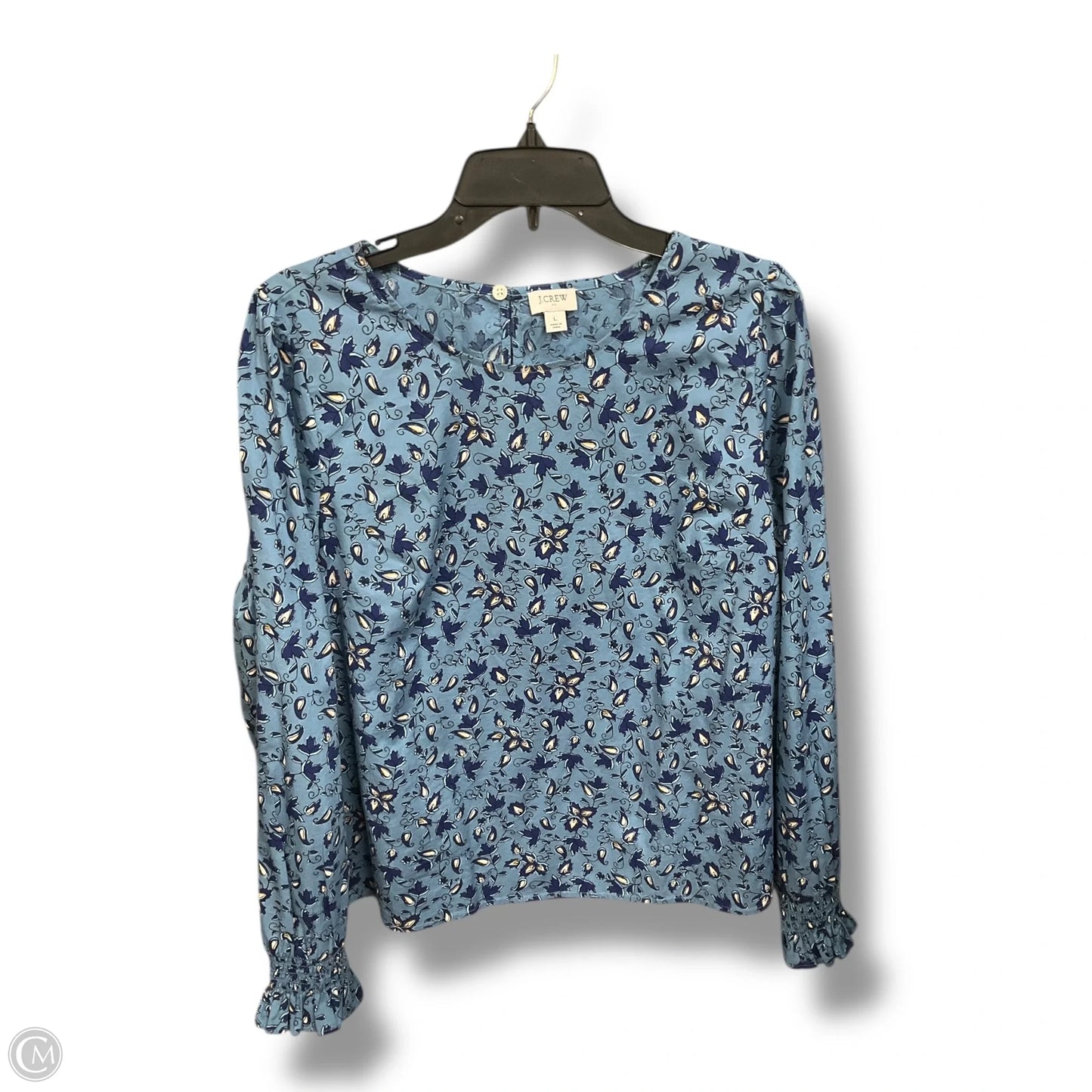 Blouse Long Sleeve By J. Crew In Blue, Size: L