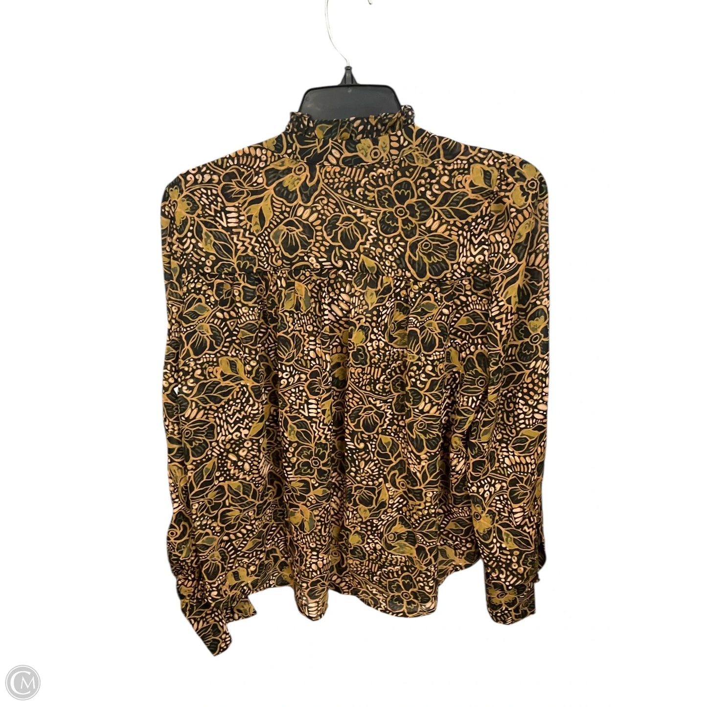 Blouse Long Sleeve By H&m In Black & Brown, Size: Xxl