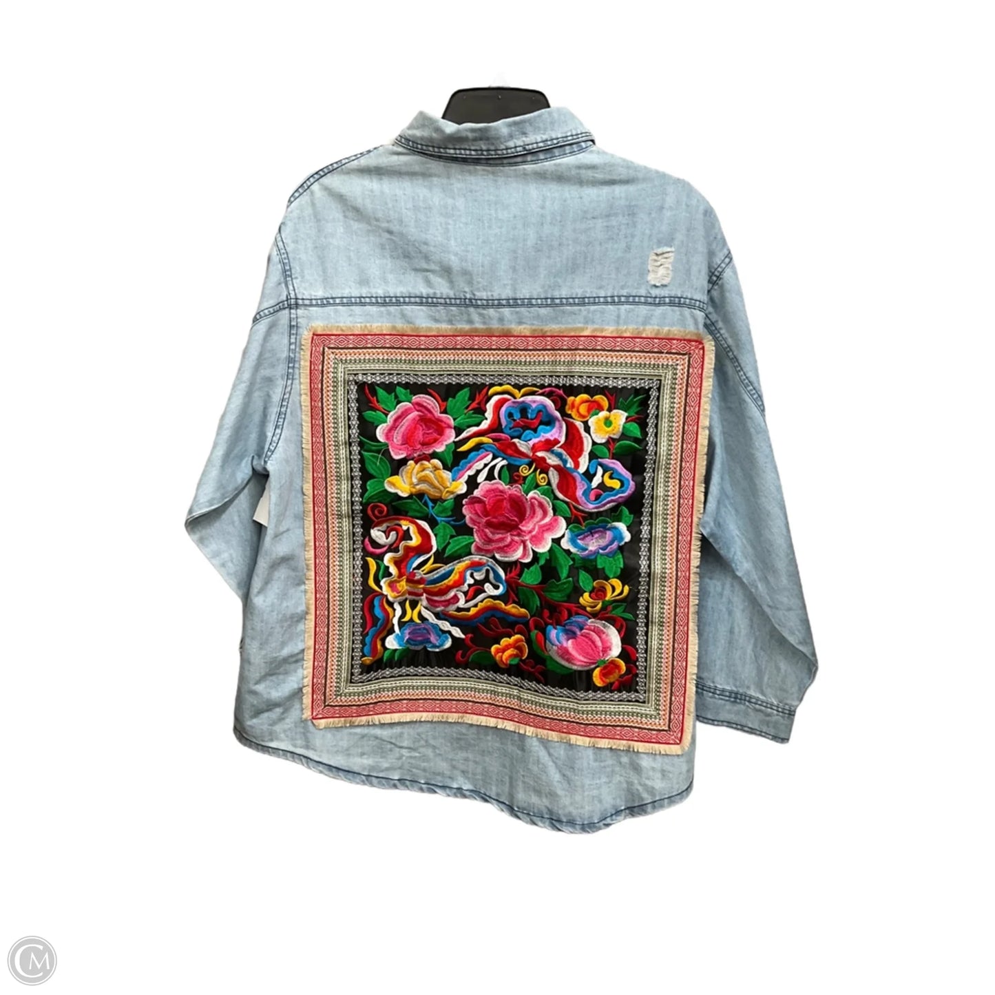 Jacket Shirt By Clothes Mentor In Blue, Size: Xl