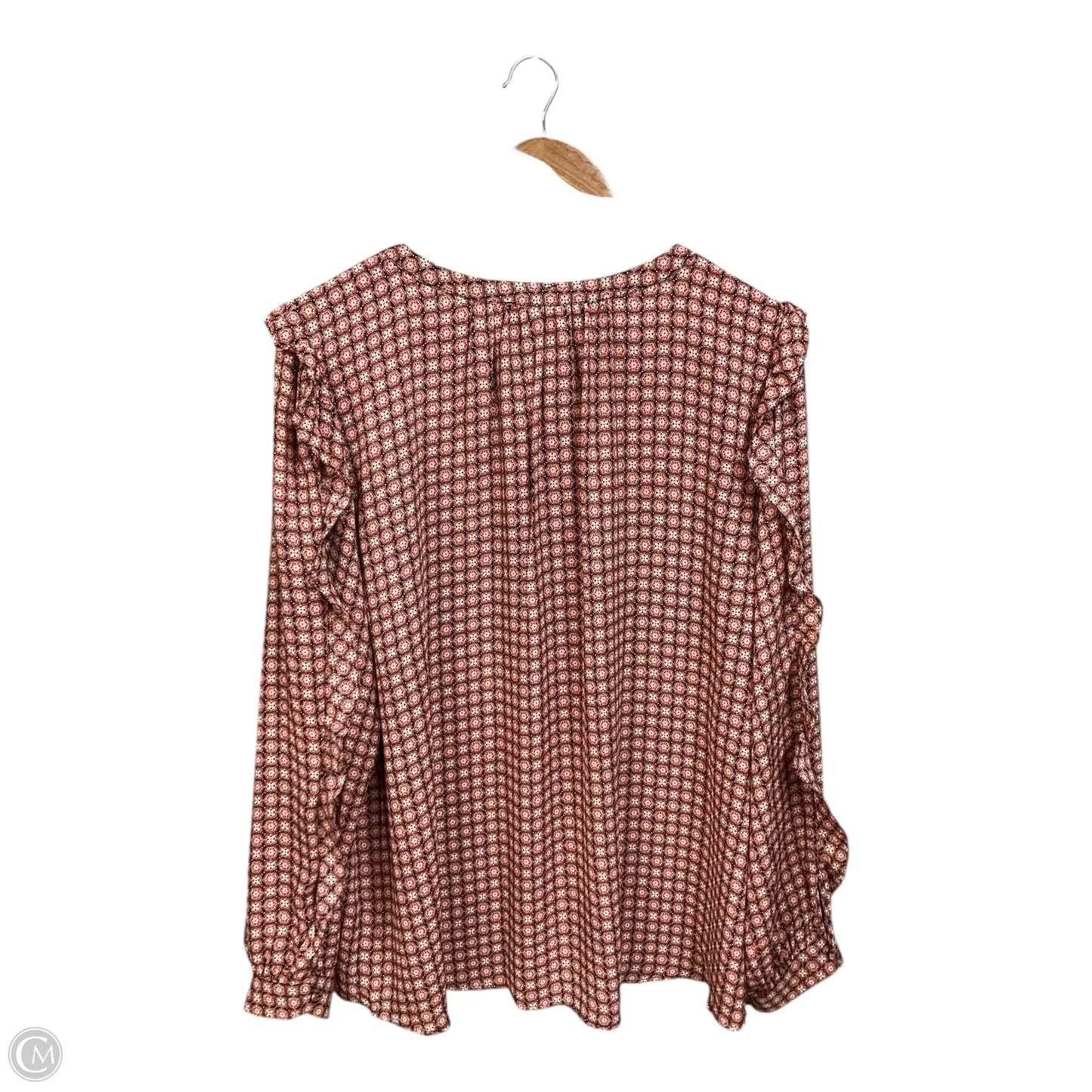 Blouse Long Sleeve By Loft In Red & Tan, Size: Xl