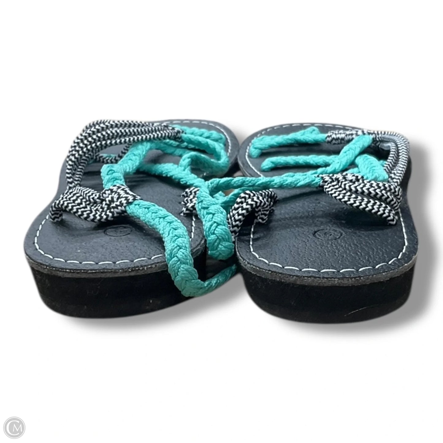 Sandals Flats By Clothes Mentor In Teal, Size: 6