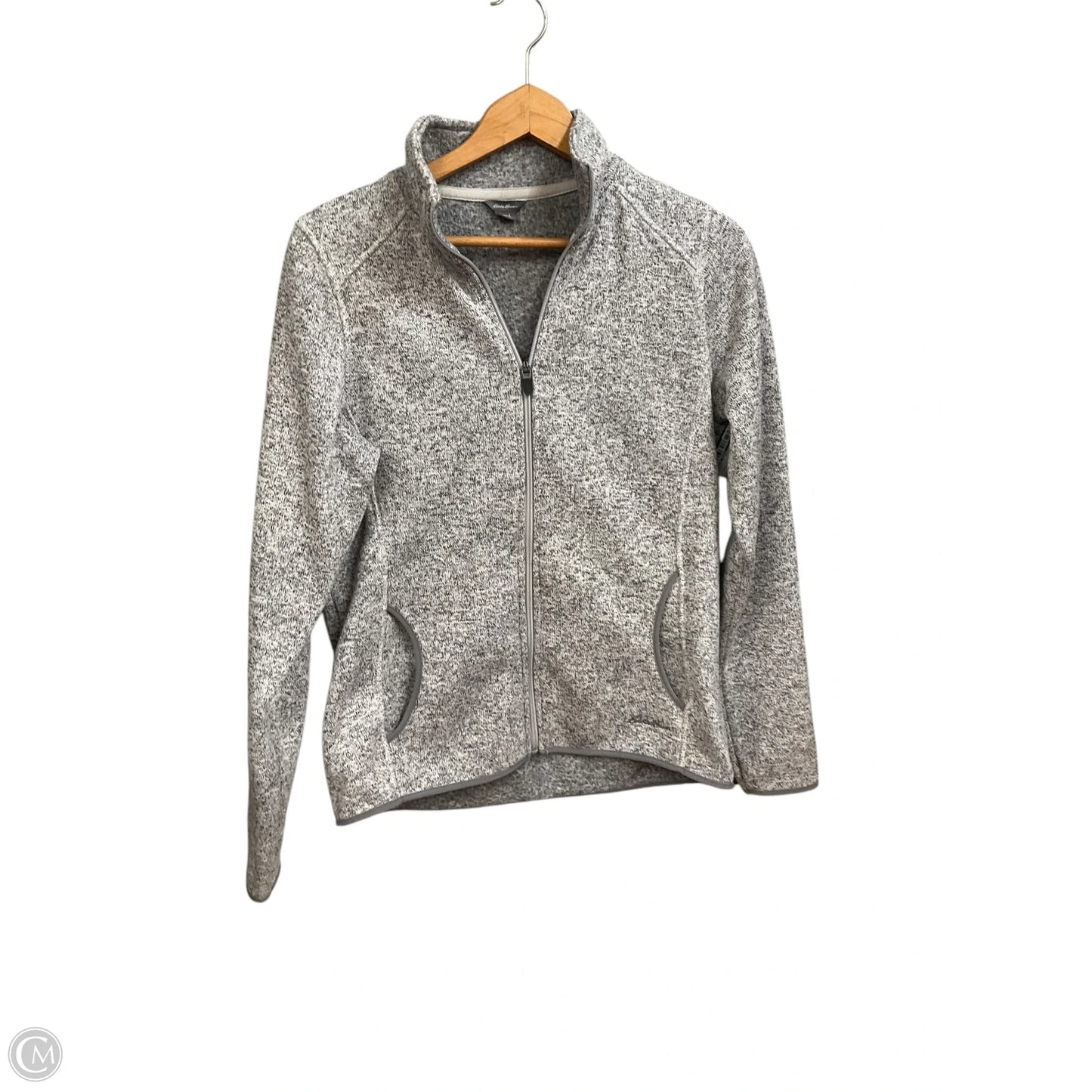 Athletic Jacket By Eddie Bauer In Grey, Size: L