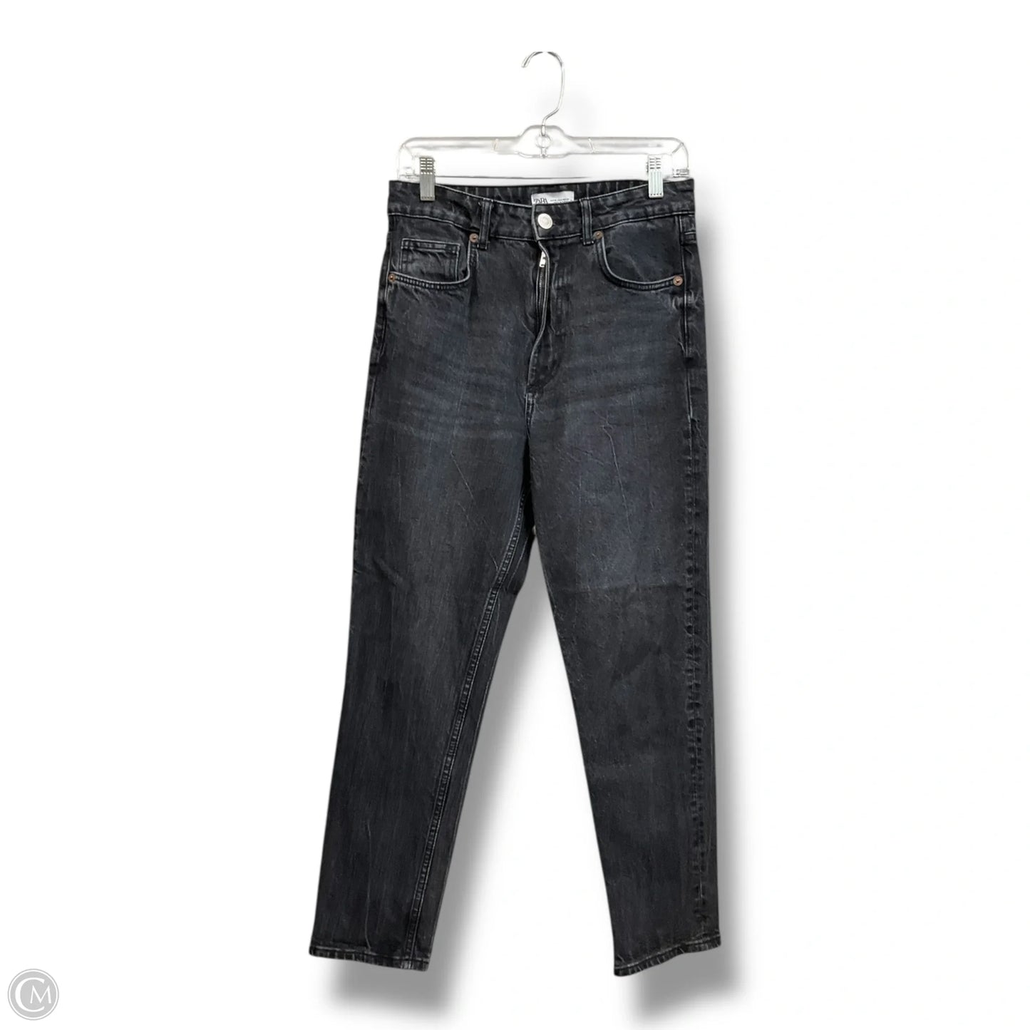 Jeans Straight By Zara In Black Denim, Size: 6
