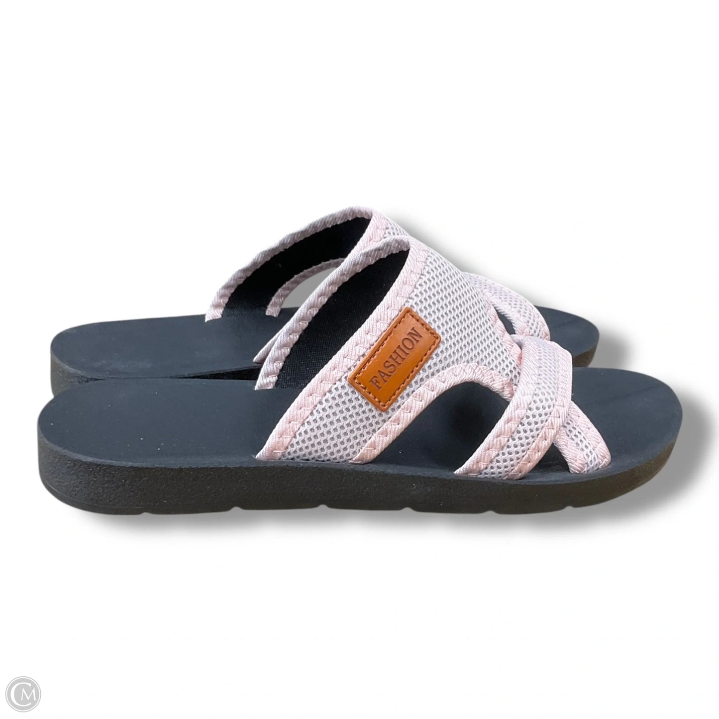 Sandals Flats By Clothes Mentor In Black & Pink, Size: 7