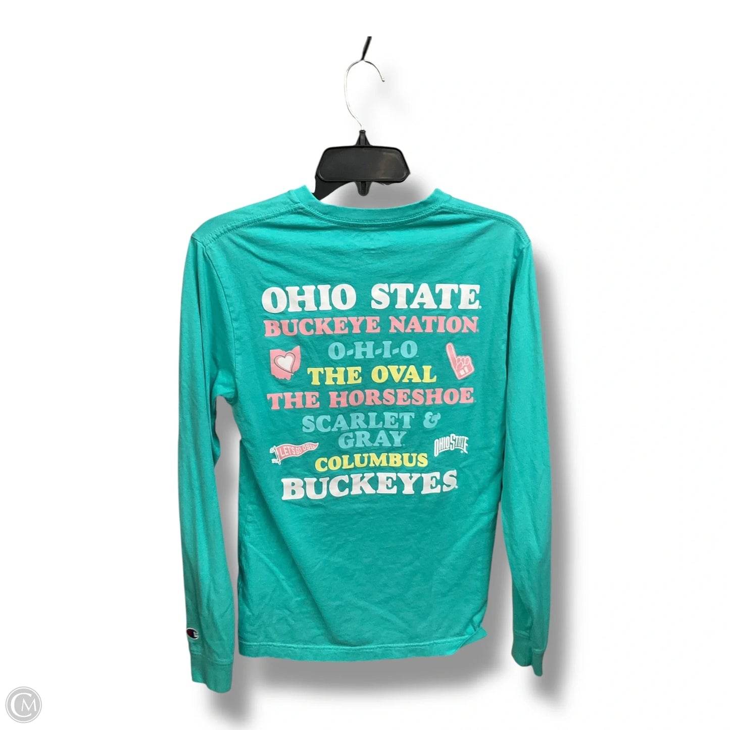Athletic Top Long Sleeve Crewneck By Champion In Teal, Size: S