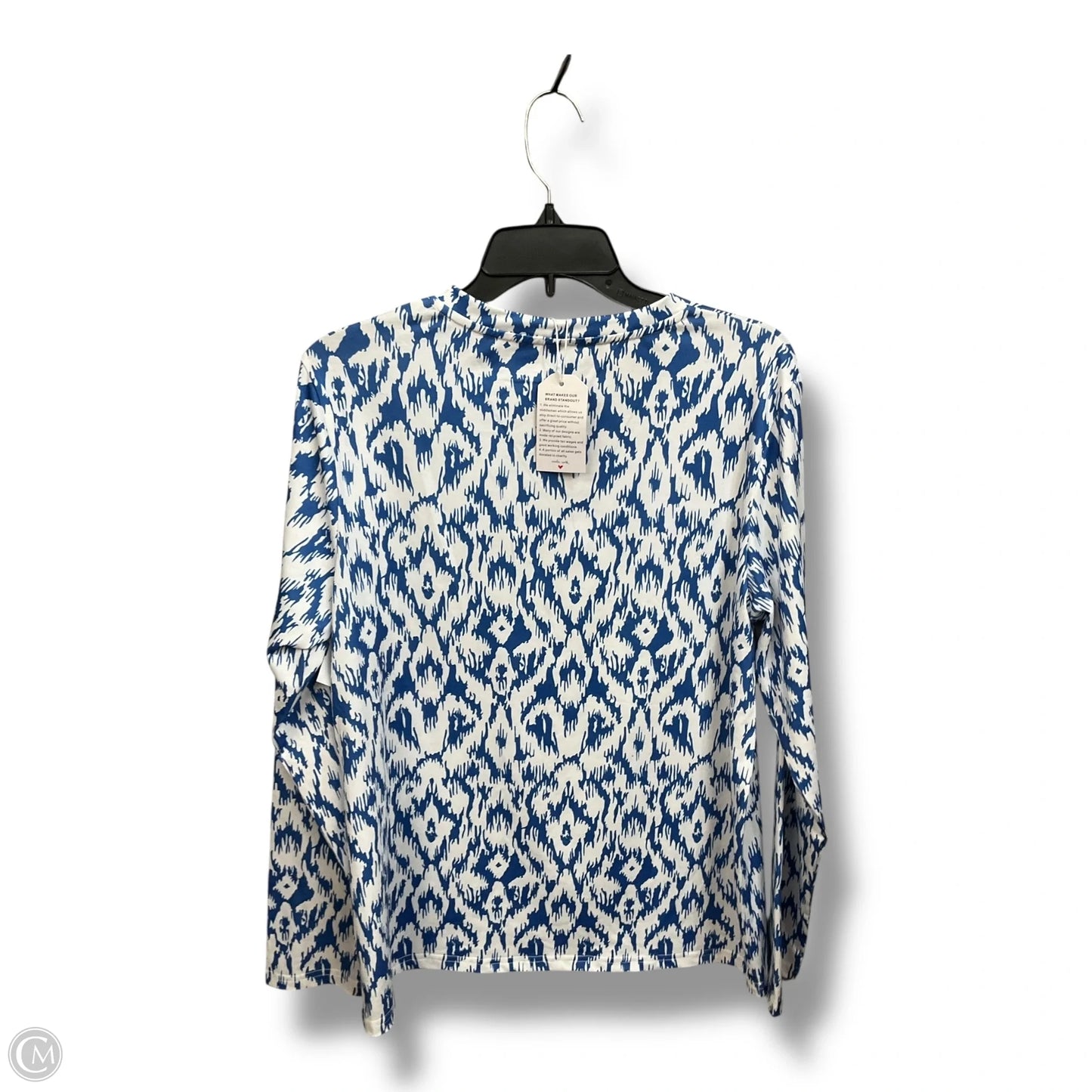 Top Long Sleeve By Executive Conceptions In Blue & White, Size: L